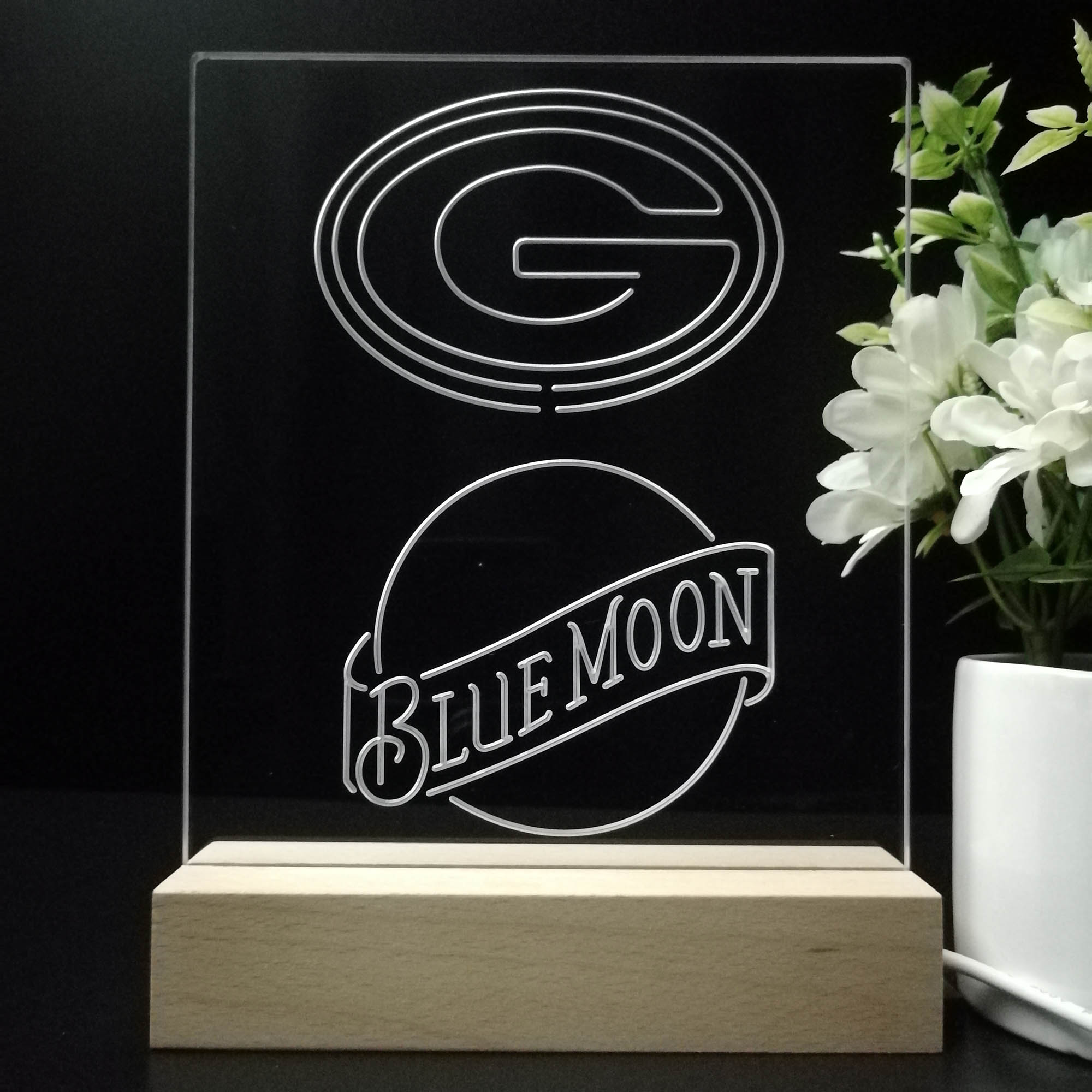 Green Bay Packers Blue Moon Led Light Sign Pub Bar Lamp