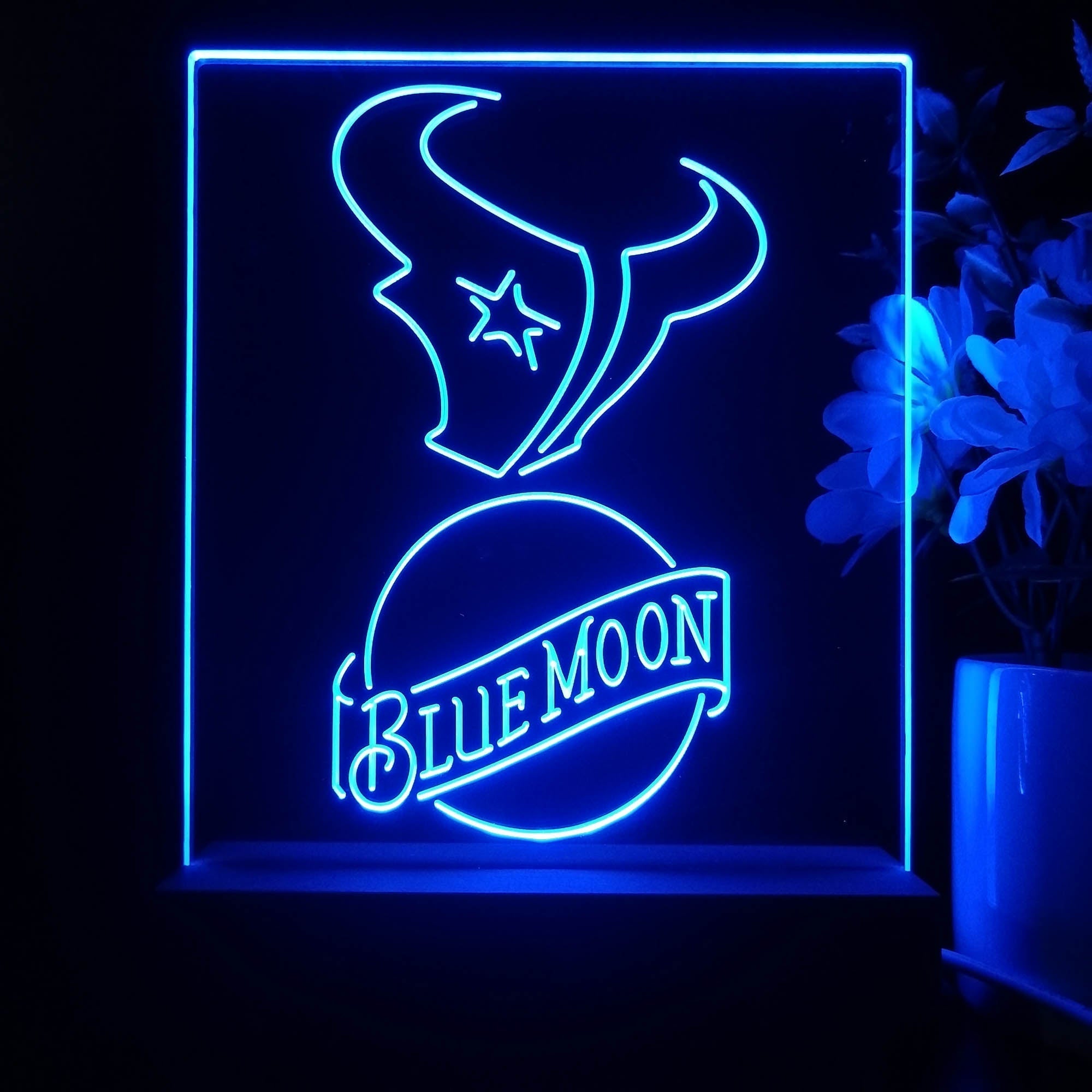 Houston Texans Blue Moon Led Light Sign Pub Bar Lamp