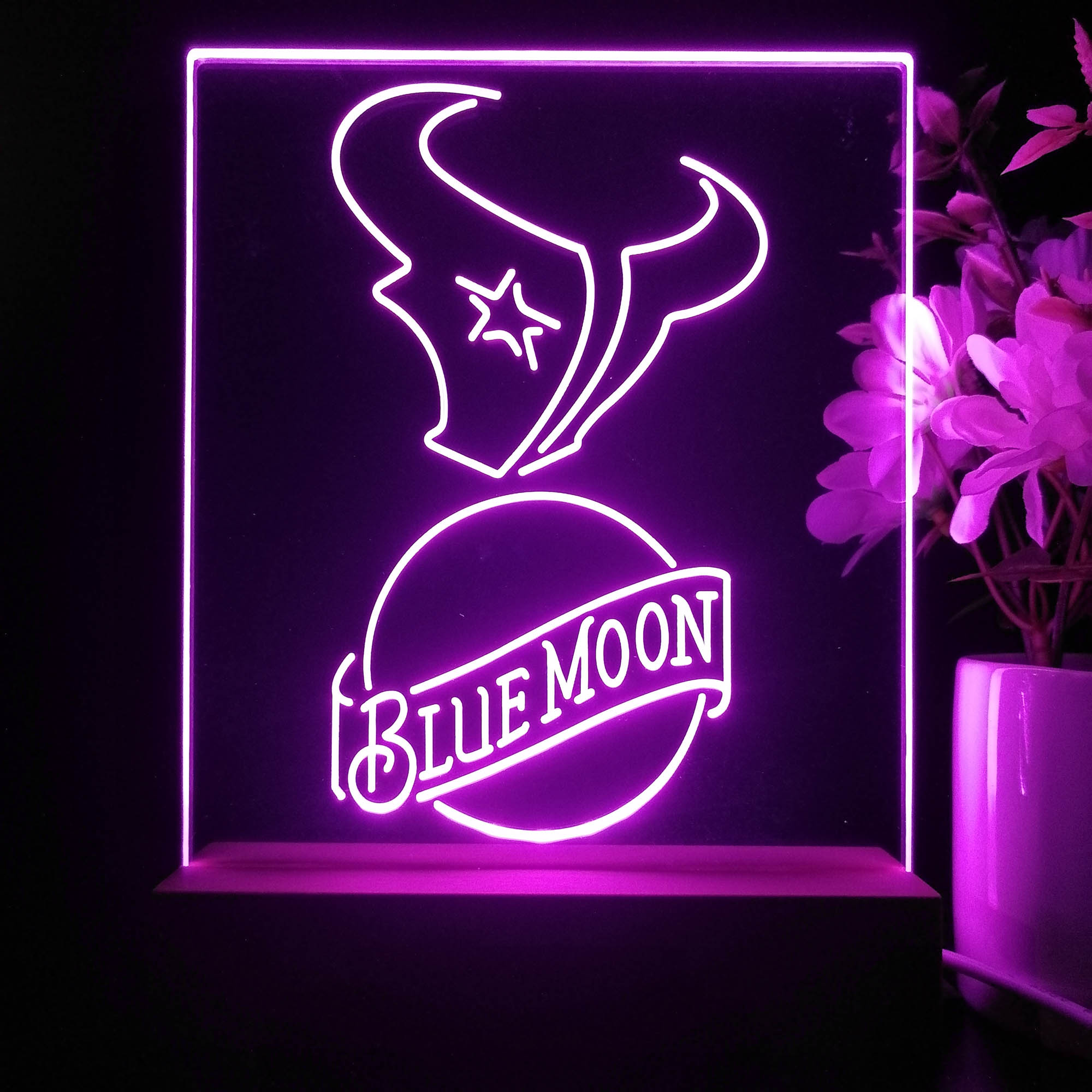 Houston Texans Blue Moon Led Light Sign Pub Bar Lamp