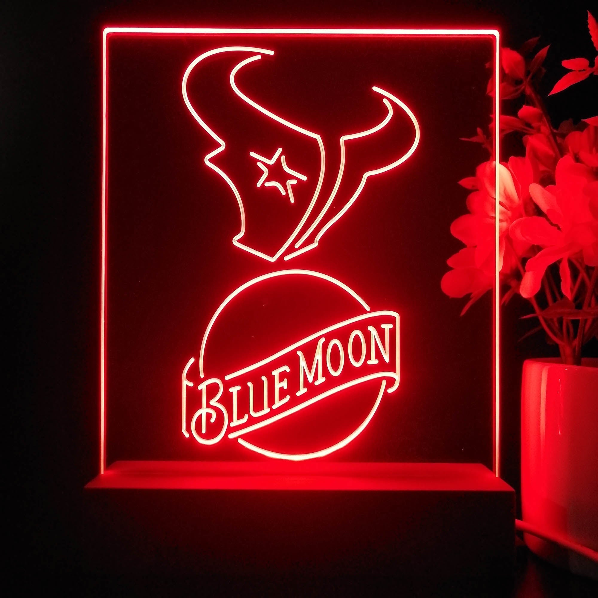 Houston Texans Blue Moon Led Light Sign Pub Bar Lamp