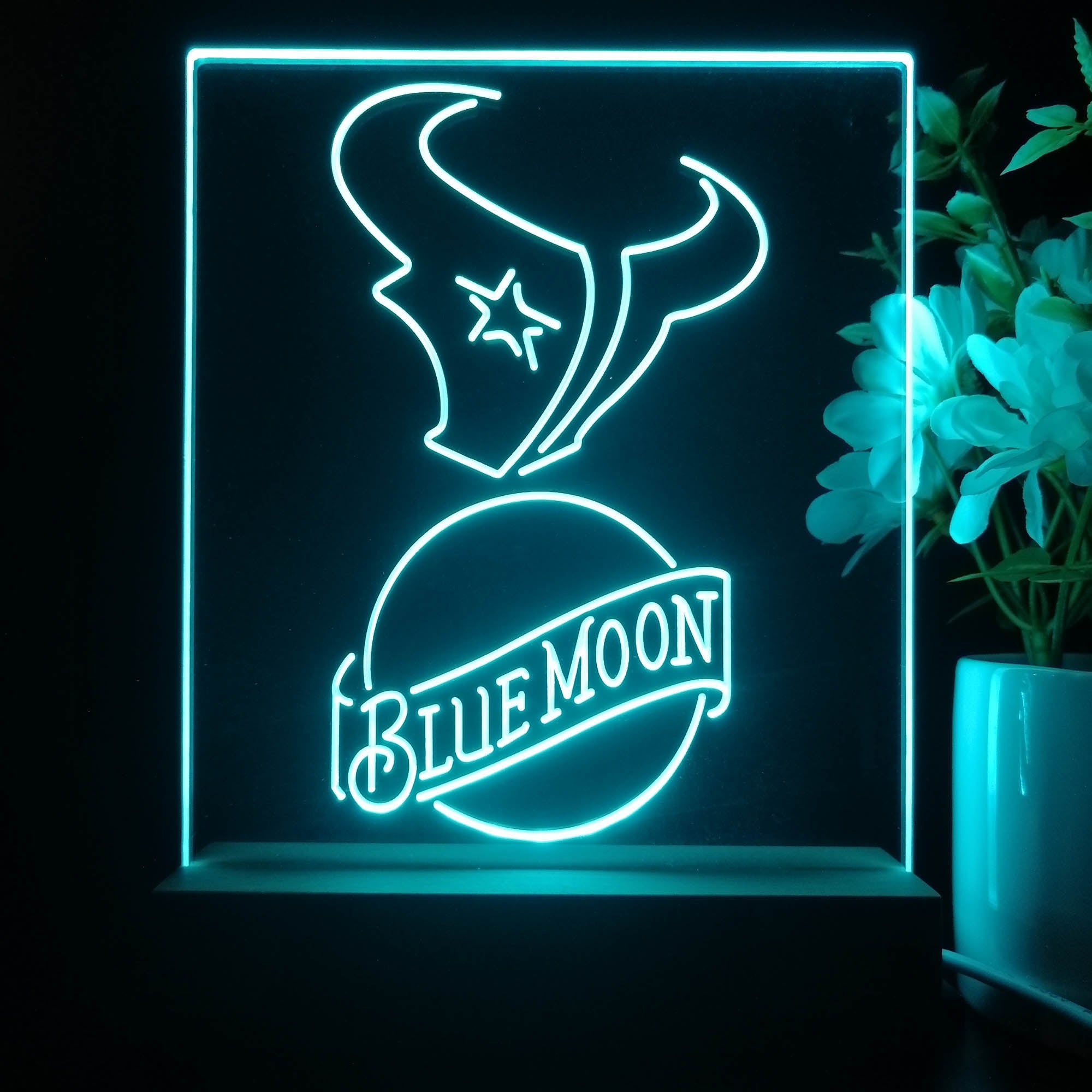 Houston Texans Blue Moon Led Light Sign Pub Bar Lamp