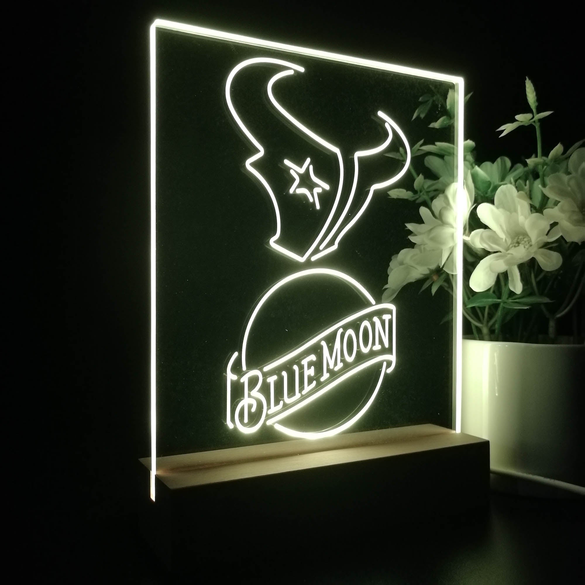 Houston Texans Blue Moon Led Light Sign Pub Bar Lamp