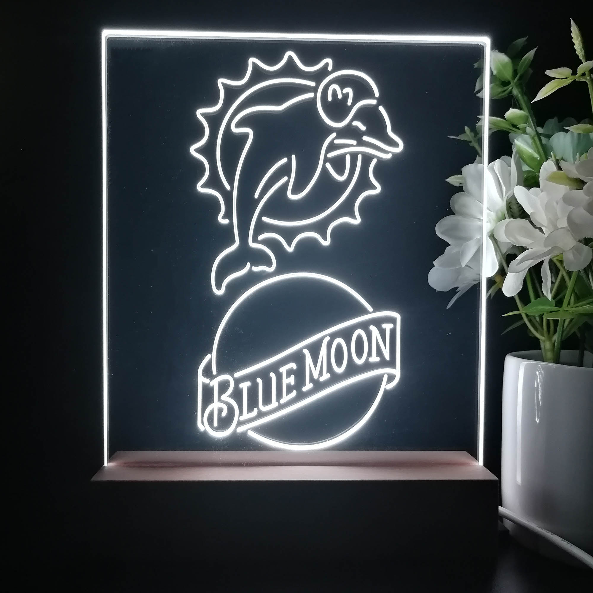 Miami Dolphins Blue Moon Led Light Sign Pub Bar Lamp