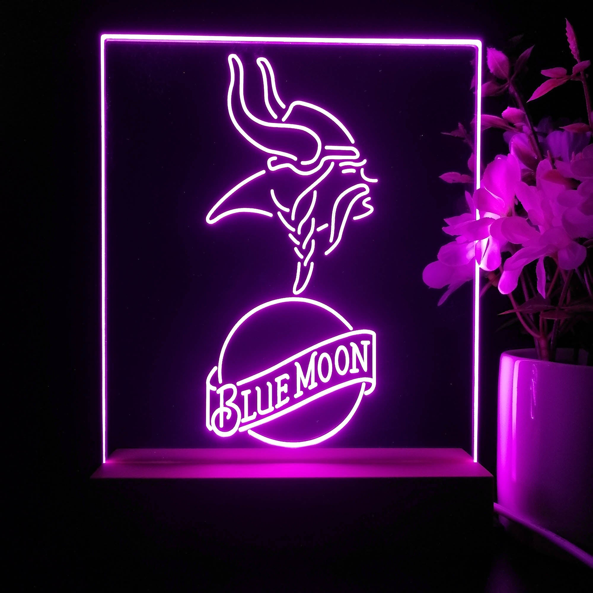 Minnesota Vikings Blue Moon Neon Sign Pub Bar Lamp