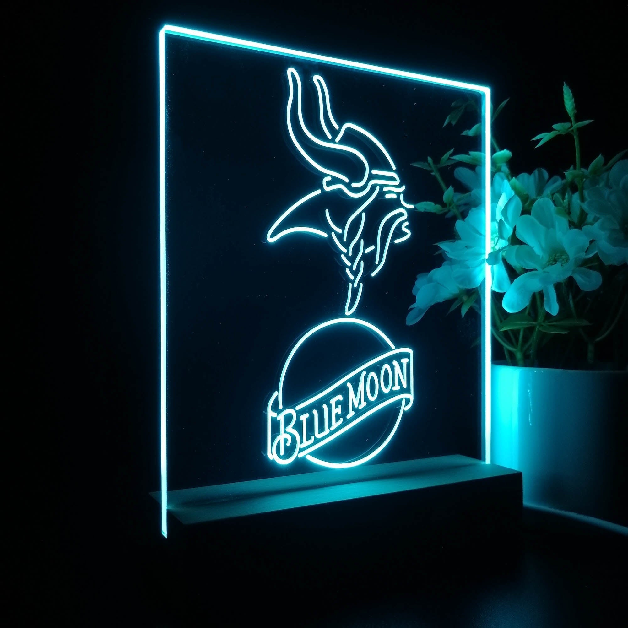 Minnesota Vikings Blue Moon Neon Sign Pub Bar Lamp