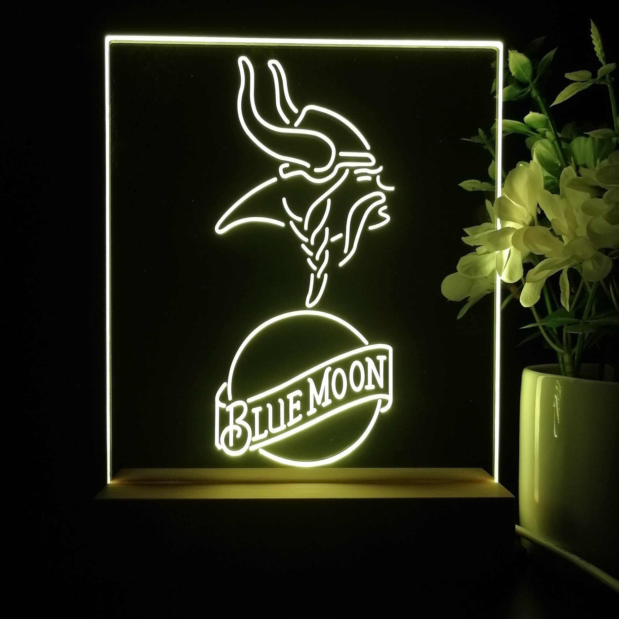 Minnesota Vikings Blue Moon Neon Sign Pub Bar Lamp