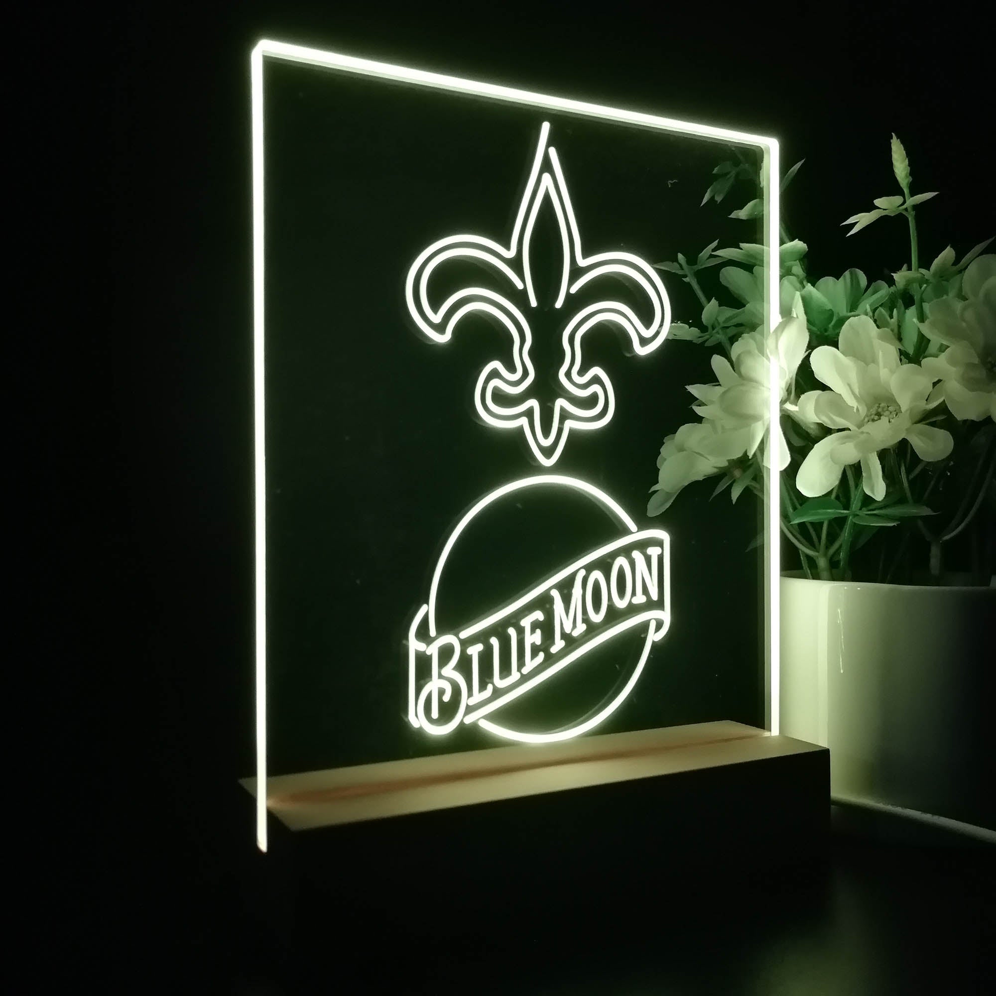 New Orleans Saints Blue Moon Led Light Sign Pub Bar Lamp