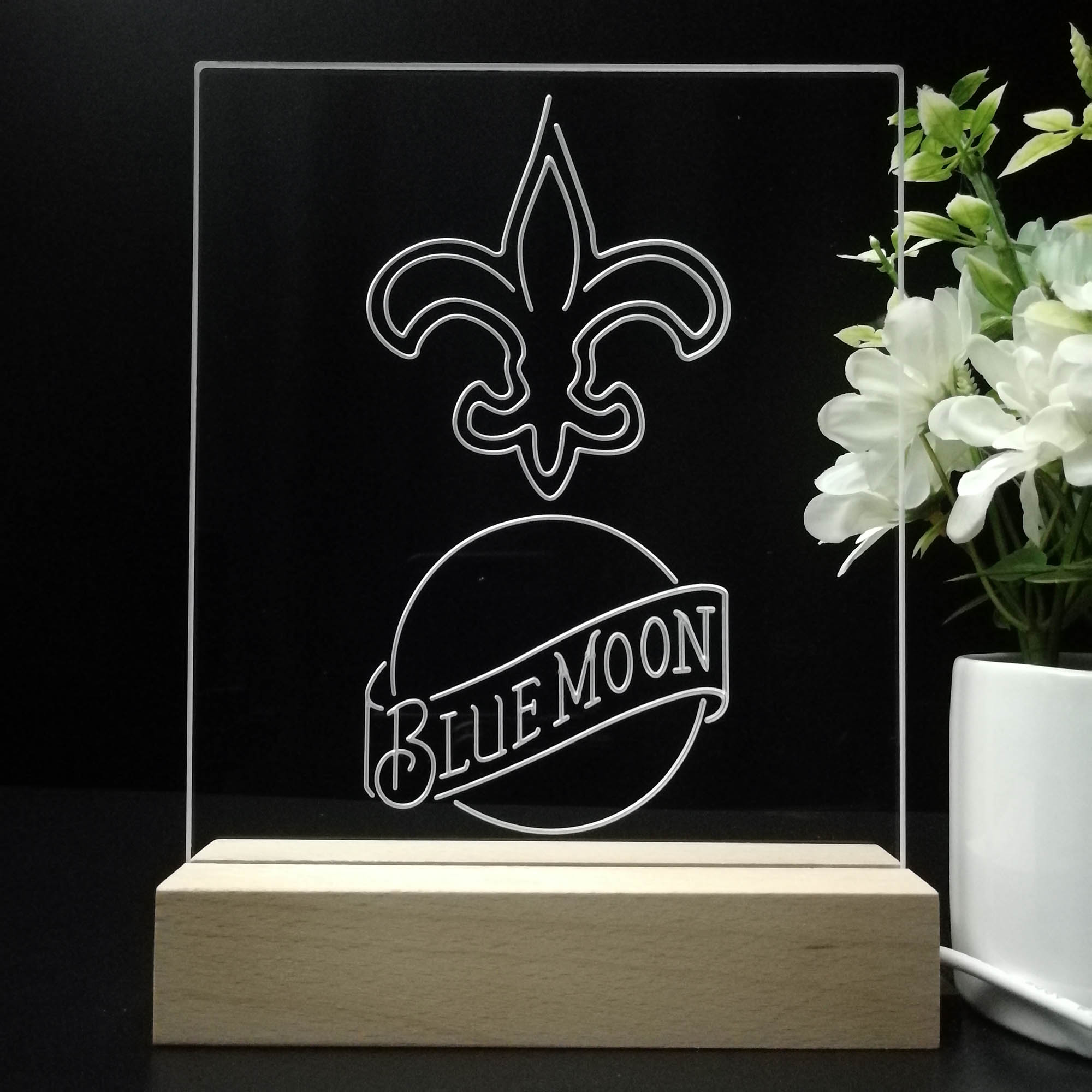 New Orleans Saints Blue Moon Led Light Sign Pub Bar Lamp