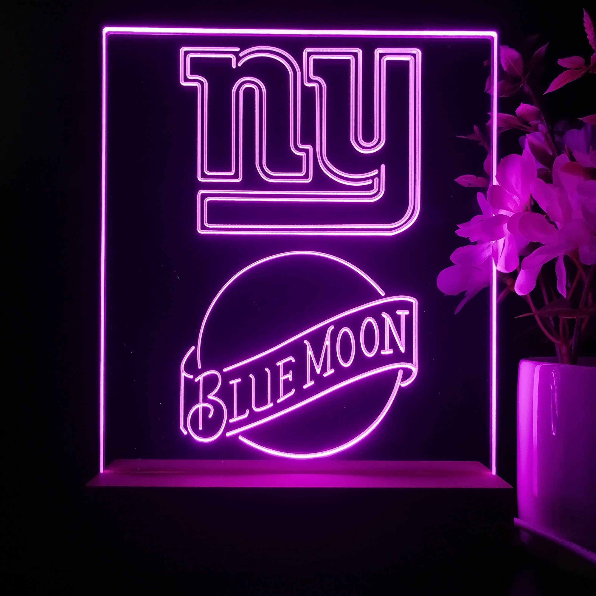 New York Giants Blue Moon Neon Sign Pub Bar Lamp