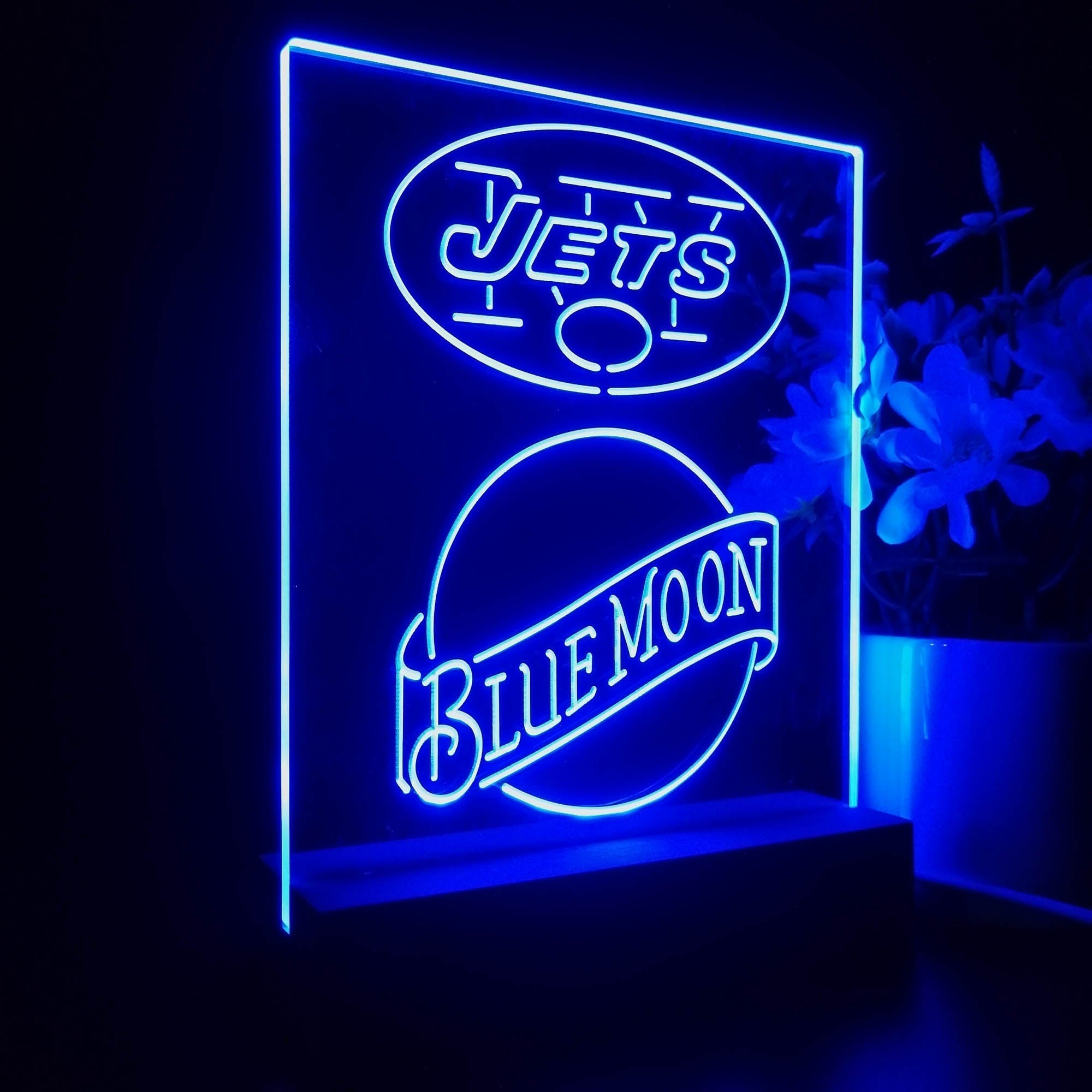 New York Jets Blue Moon Led Light Sign Pub Bar Lamp