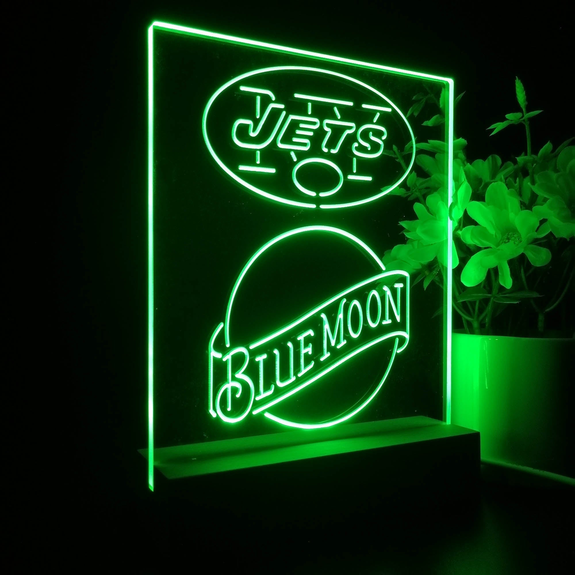 New York Jets Blue Moon Led Light Sign Pub Bar Lamp