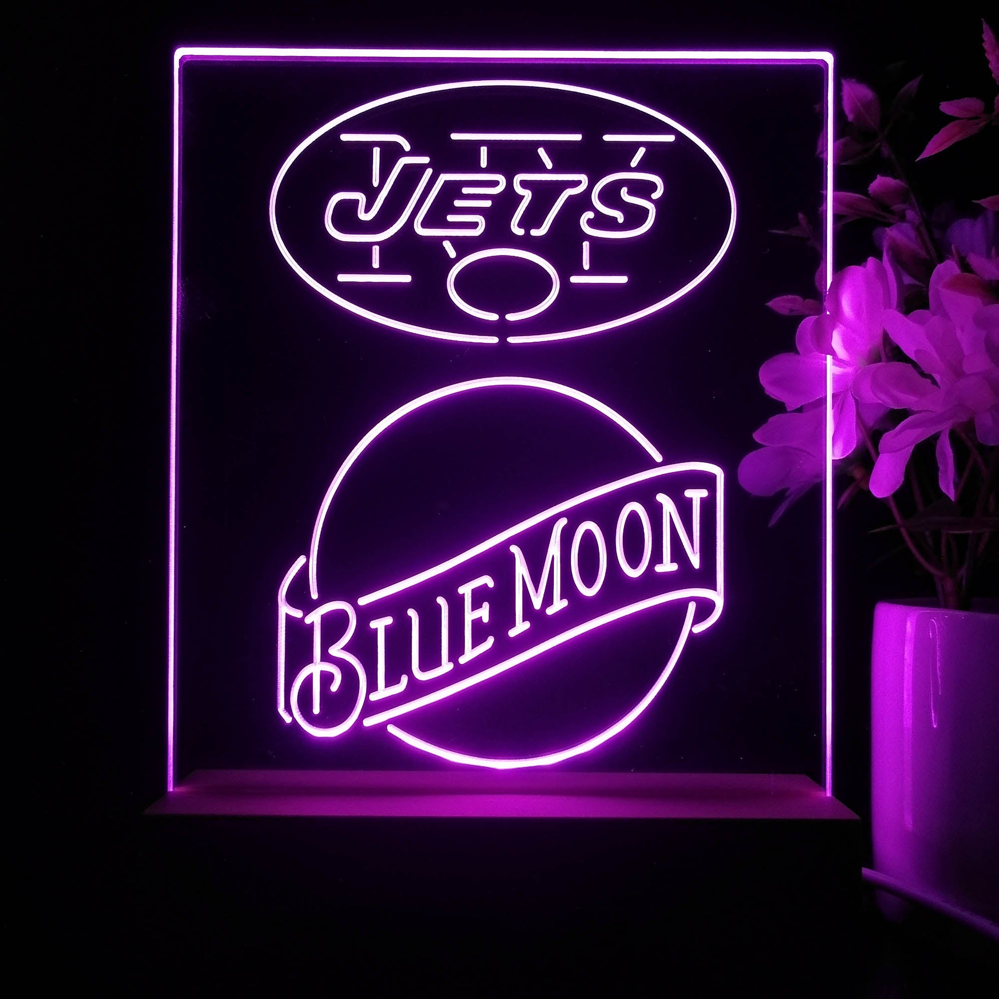 New York Jets Blue Moon Led Light Sign Pub Bar Lamp