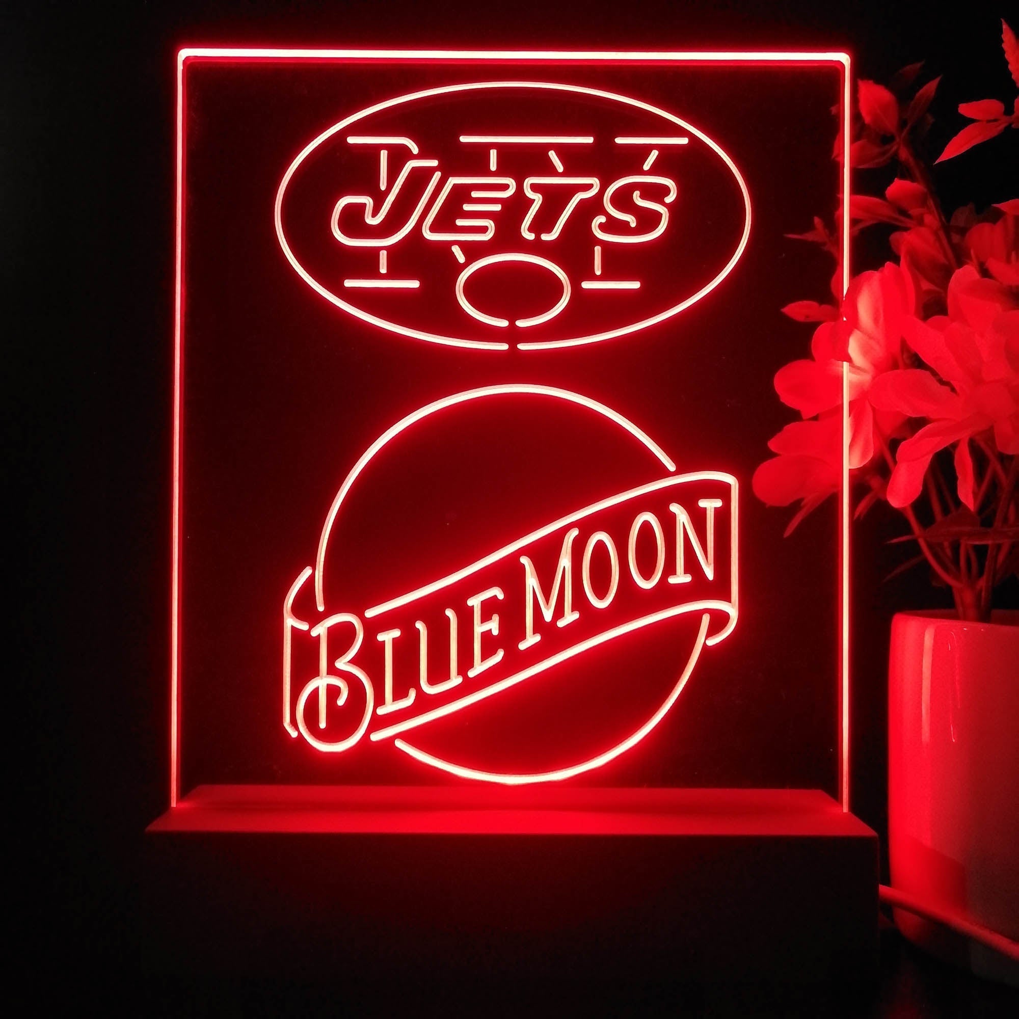 New York Jets Blue Moon Led Light Sign Pub Bar Lamp