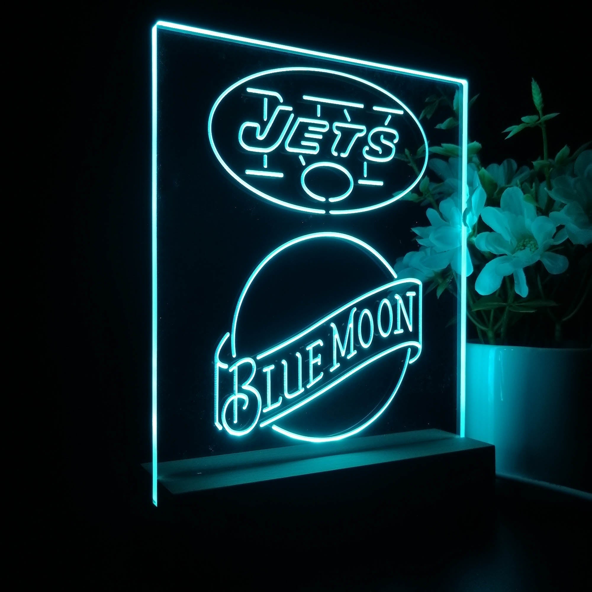 New York Jets Blue Moon Led Light Sign Pub Bar Lamp