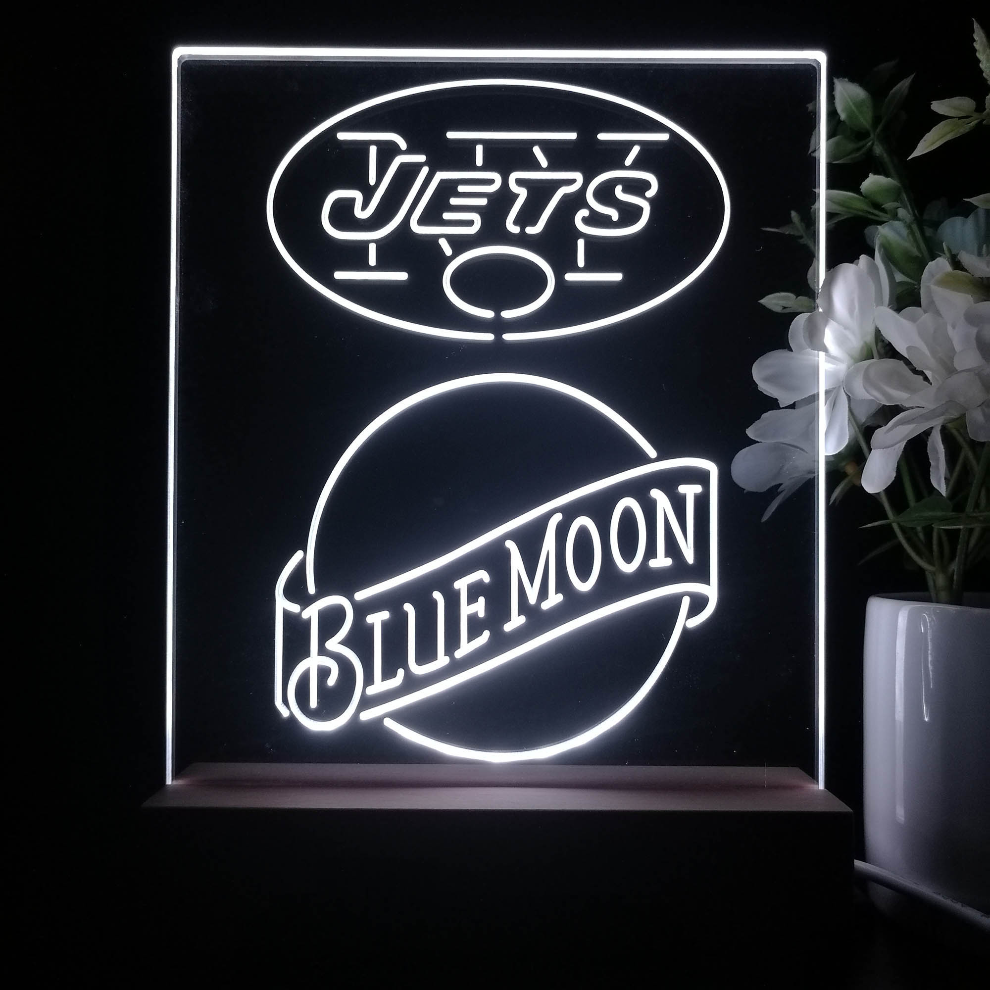 New York Jets Blue Moon Led Light Sign Pub Bar Lamp