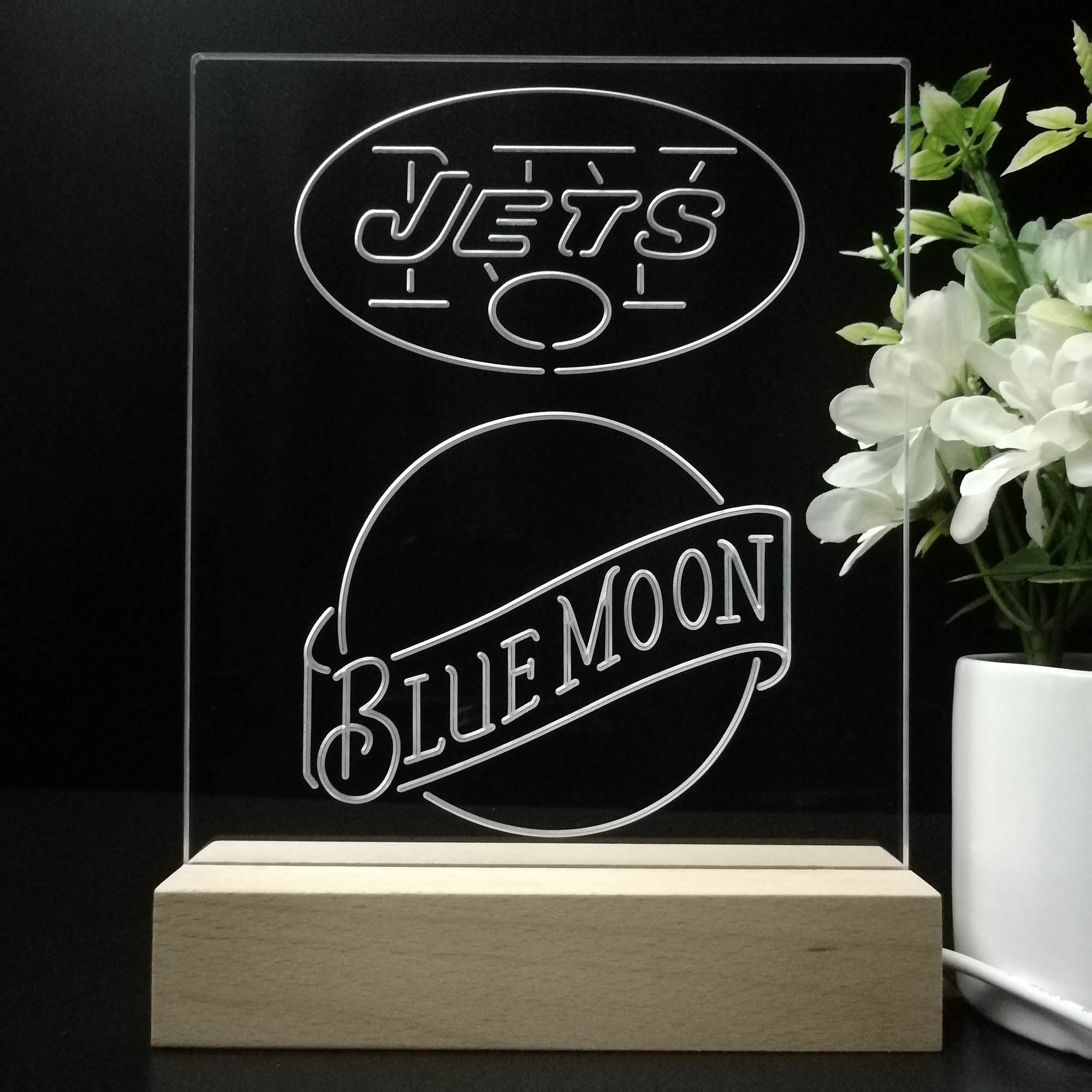 New York Jets Blue Moon Led Light Sign Pub Bar Lamp