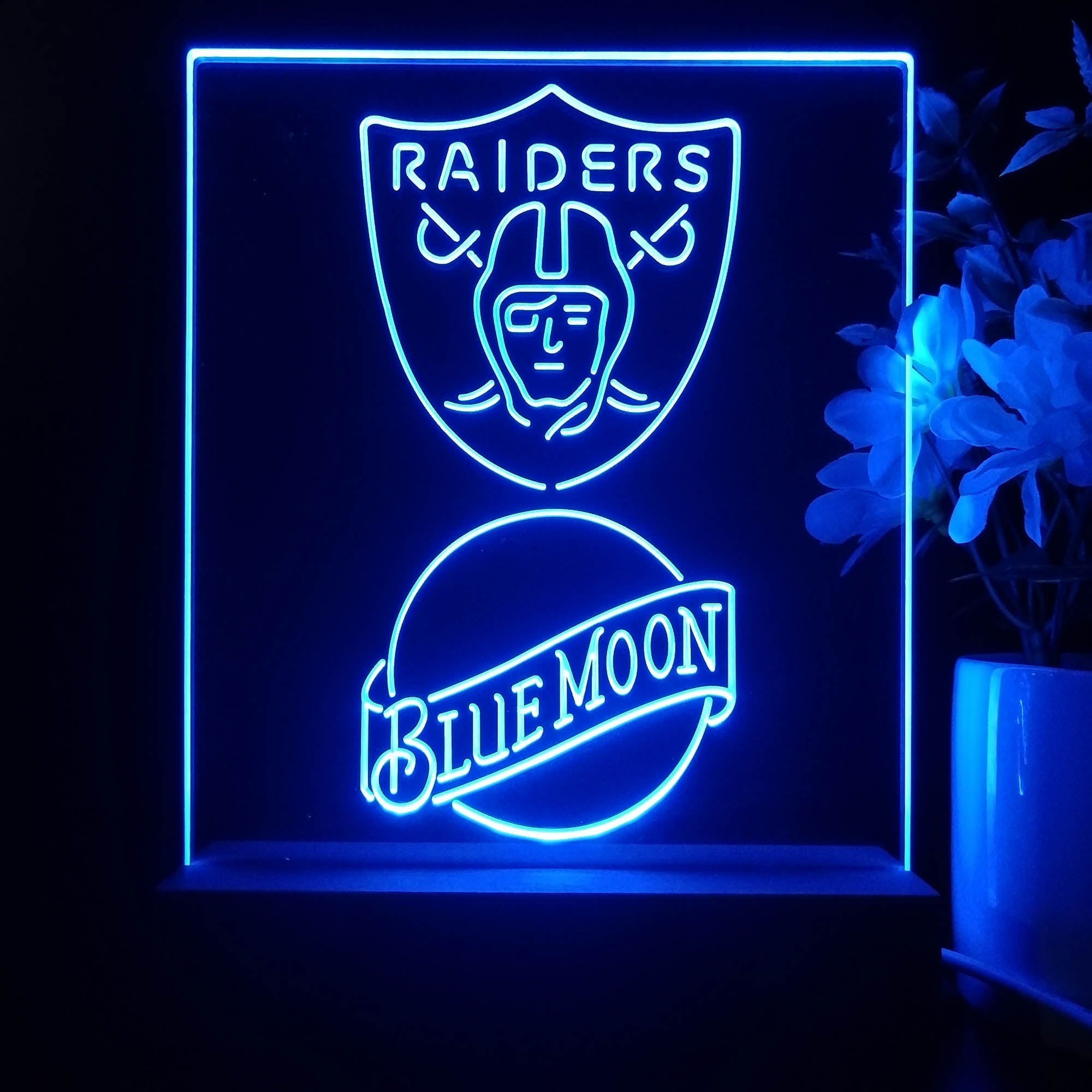 Las Vegas Raiders Blue Moon Led Light Sign Pub Bar Lamp