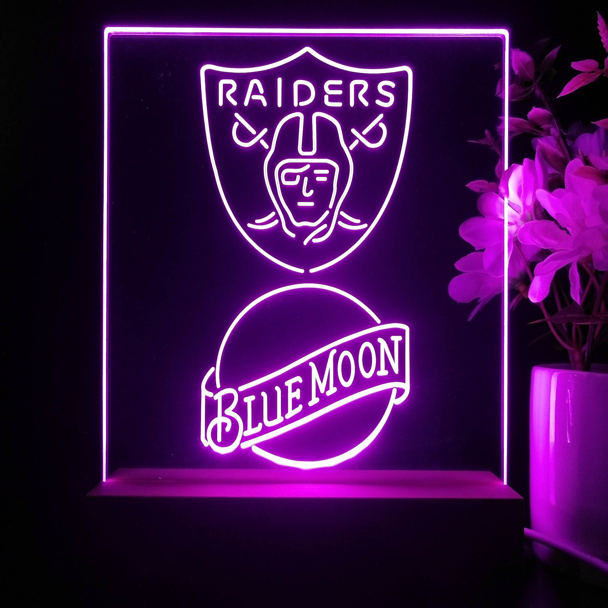 Las Vegas Raiders Blue Moon Led Light Sign Pub Bar Lamp