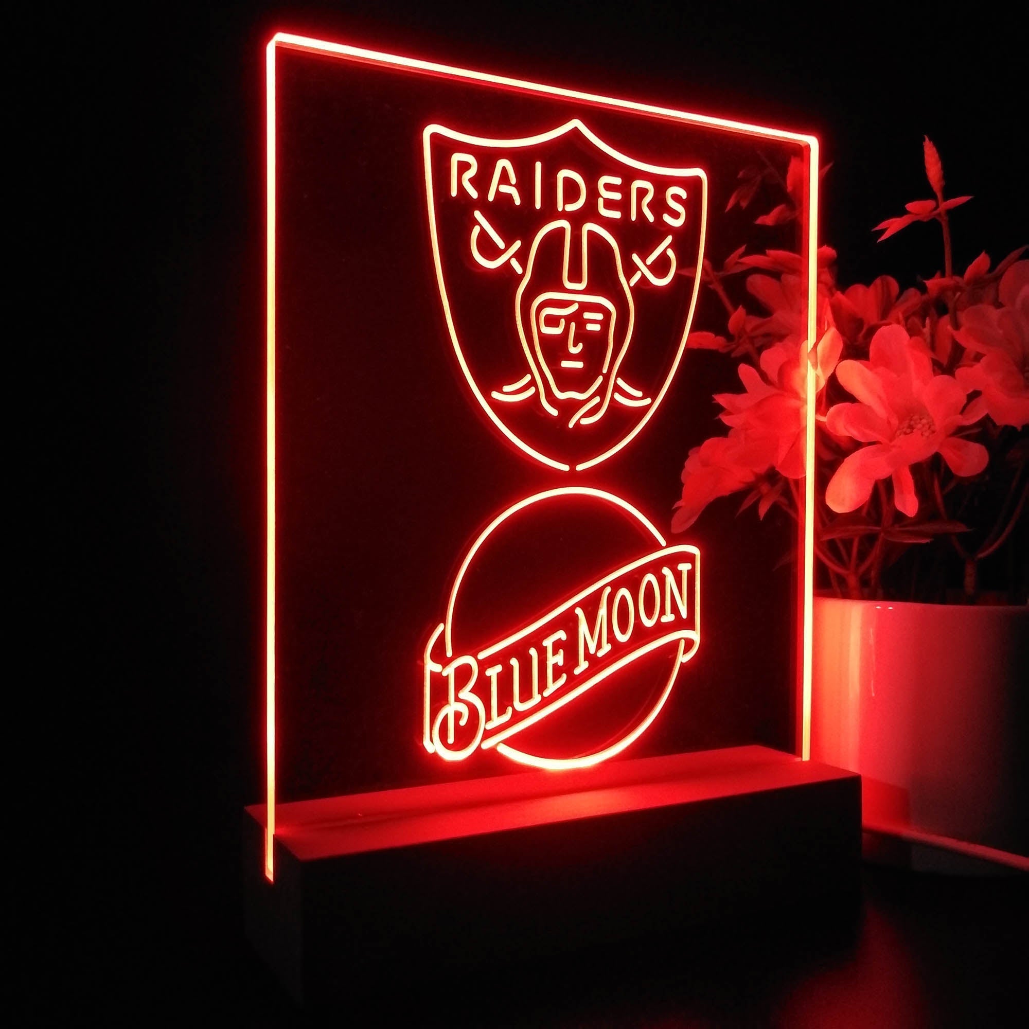 Las Vegas Raiders Blue Moon Led Light Sign Pub Bar Lamp