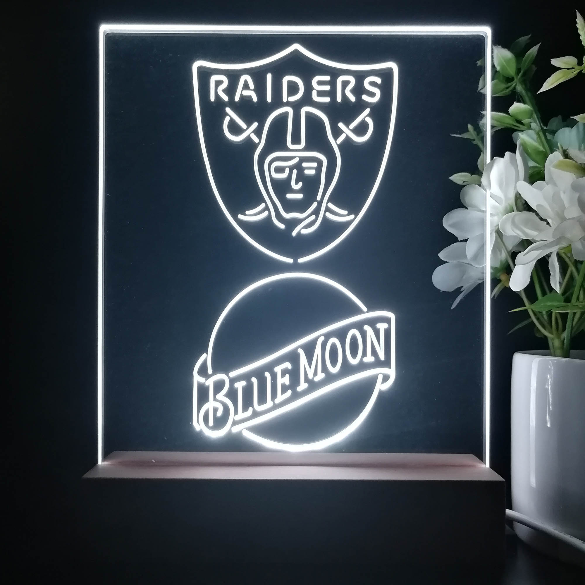 Las Vegas Raiders Blue Moon Led Light Sign Pub Bar Lamp