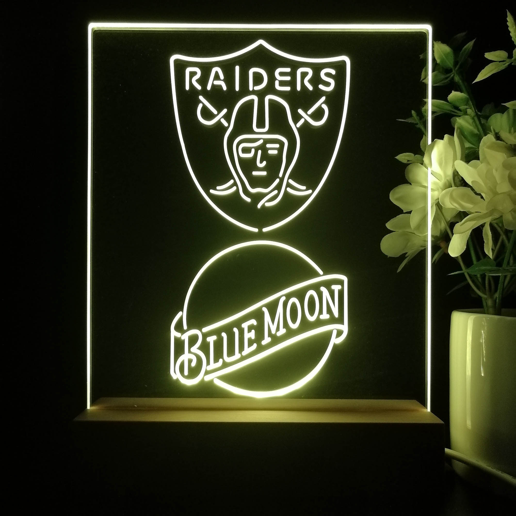 Las Vegas Raiders Blue Moon Led Light Sign Pub Bar Lamp