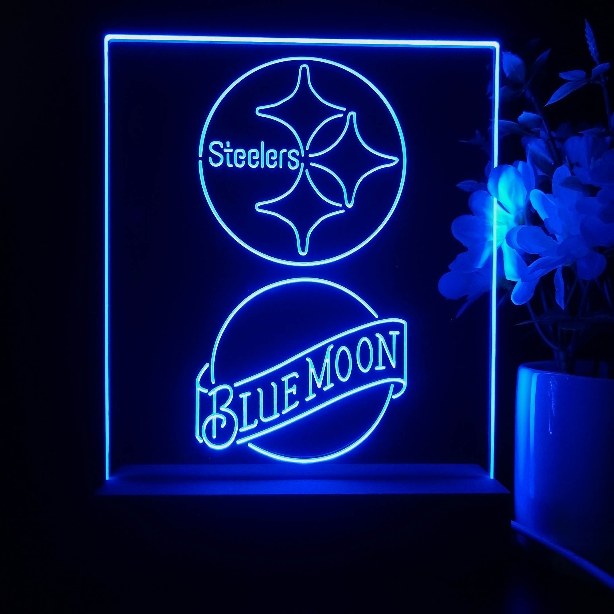 Pittsburgh Steelers Blue Moon Neon Sign Pub Bar Lamp