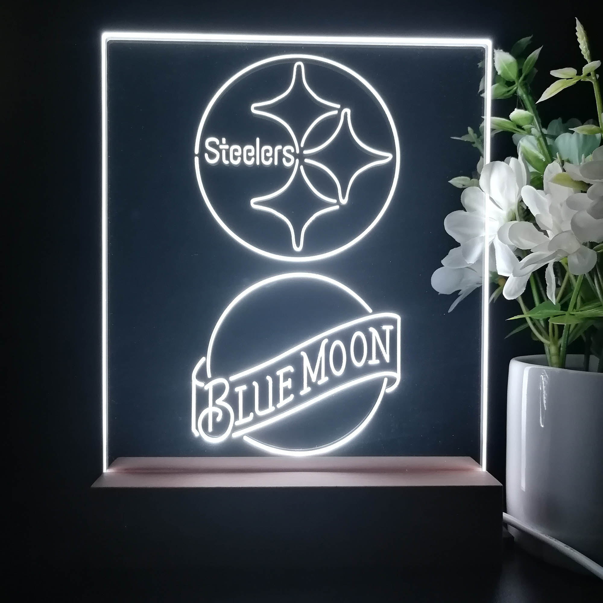 Pittsburgh Steelers Blue Moon Neon Sign Pub Bar Lamp