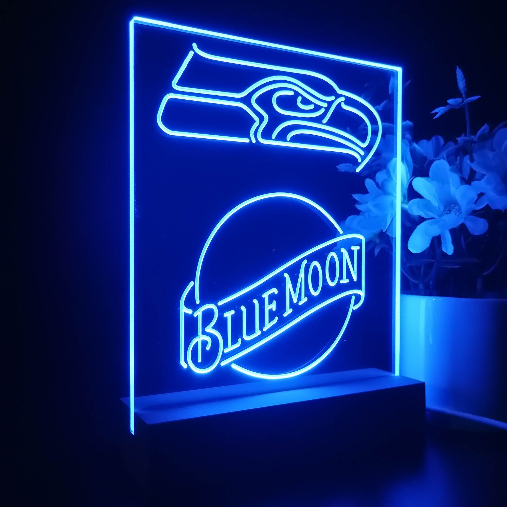 Seattle Seahawks Blue Moon Neon Sign Pub Bar Lamp