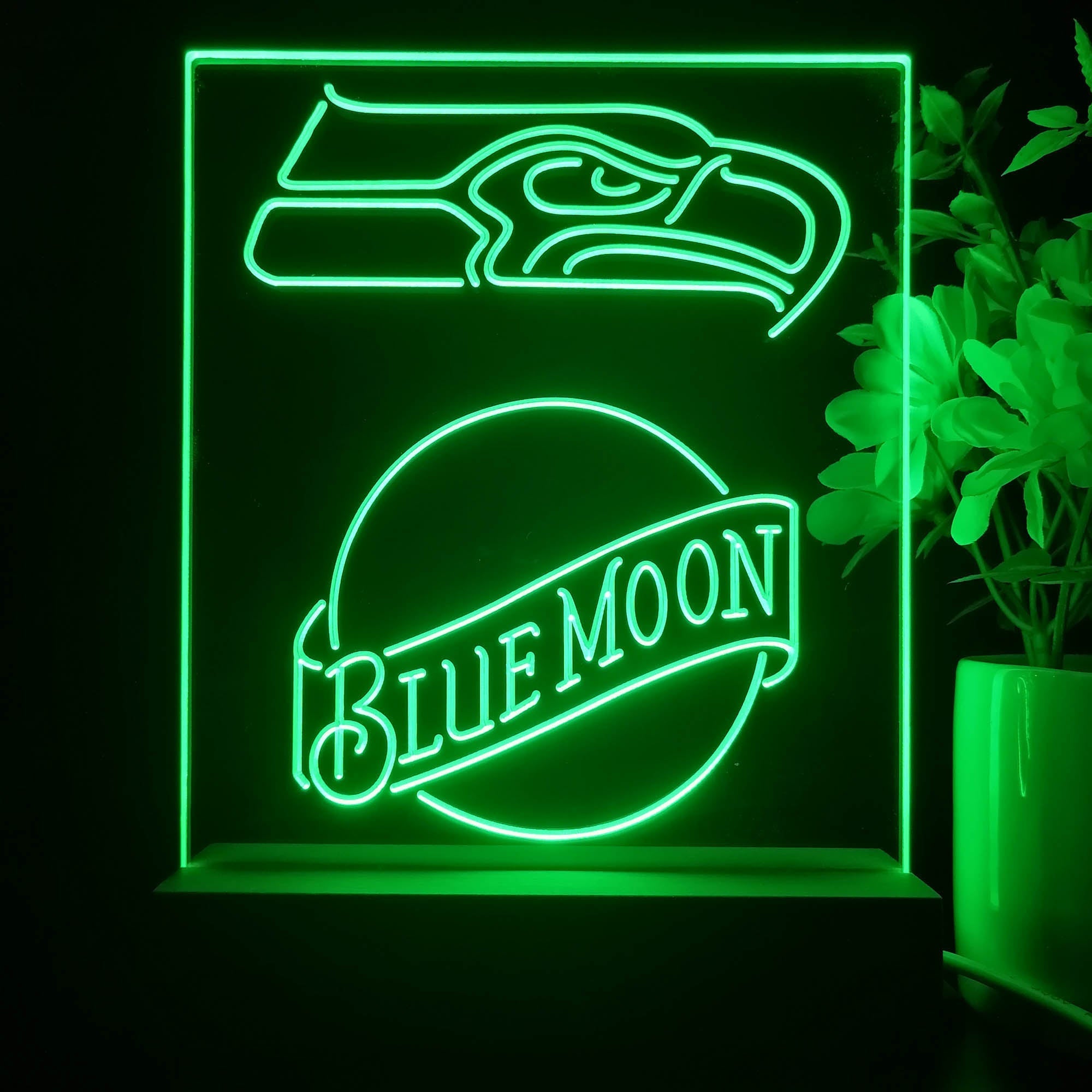 Seattle Seahawks Blue Moon Neon Sign Pub Bar Lamp