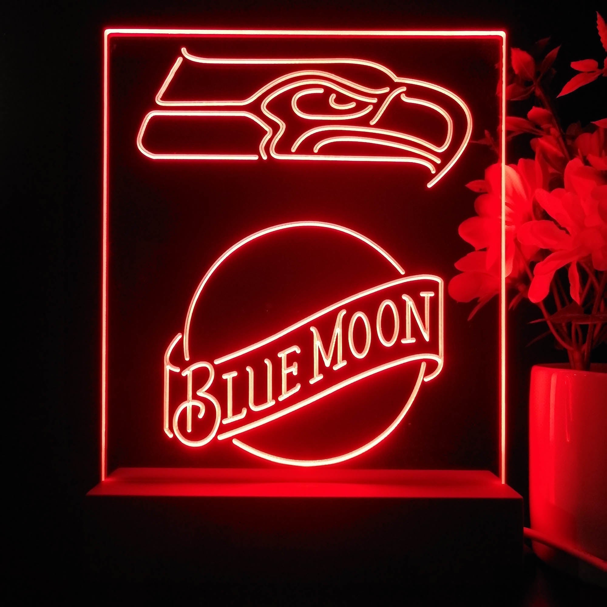 Seattle Seahawks Blue Moon Neon Sign Pub Bar Lamp