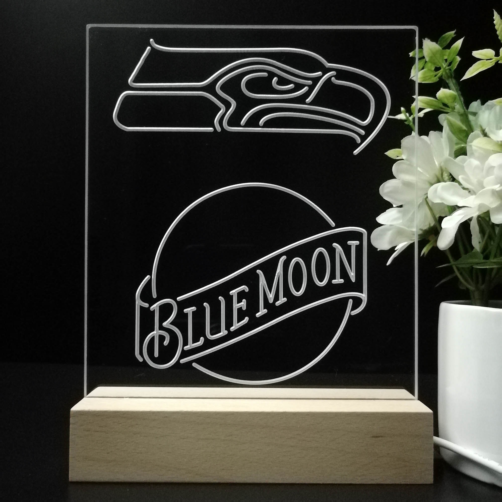 Seattle Seahawks Blue Moon Neon Sign Pub Bar Lamp