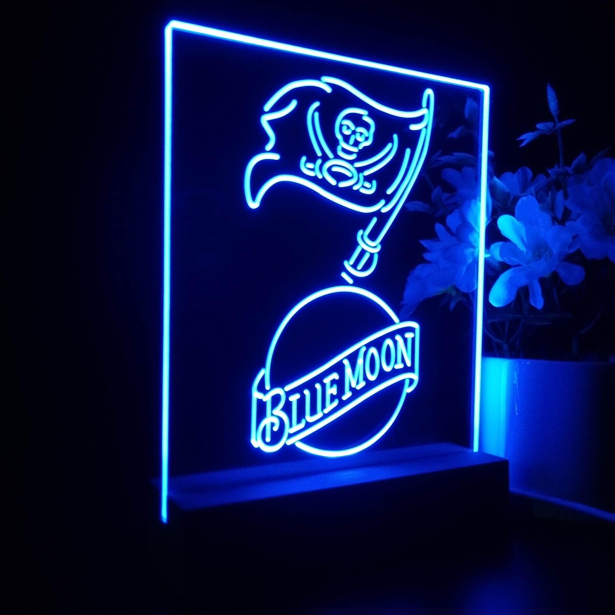 Tampa Bay Buccaneers Blue Moon Neon Sign Pub Bar Lamp