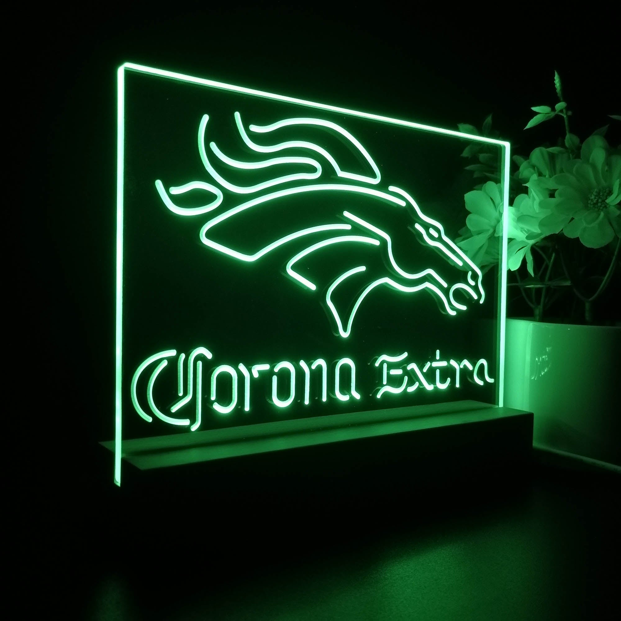 Corona Extra Bar Denver Broncos Est. 1960 Night Light Pub Bar Lamp