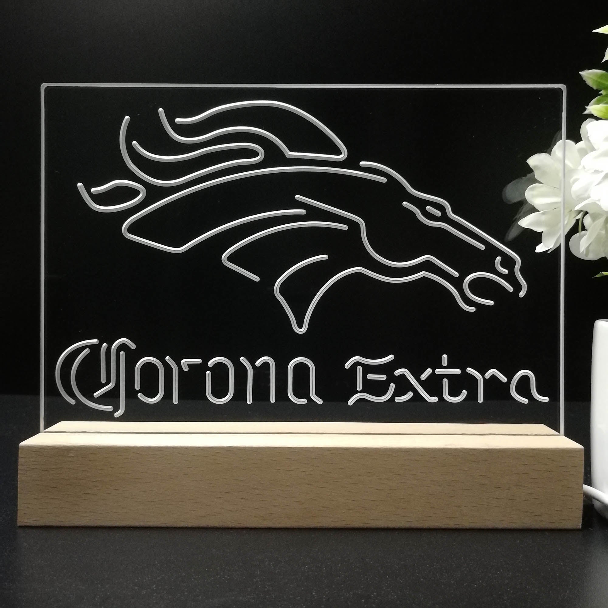 Corona Extra Bar Denver Broncos Est. 1960 Night Light Pub Bar Lamp