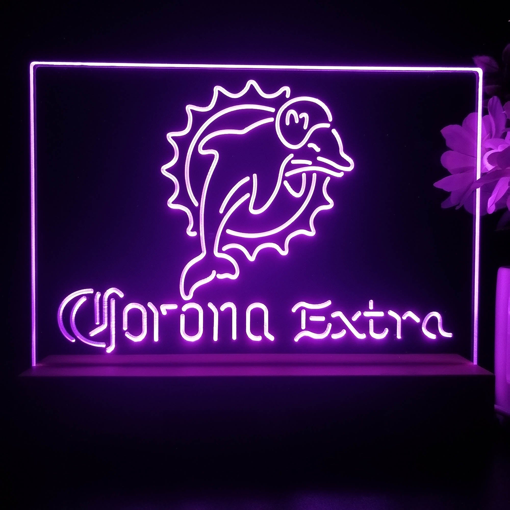 Corona Extra Bar Miami Dolphins Est. 1966 Night Light Pub Bar Lamp