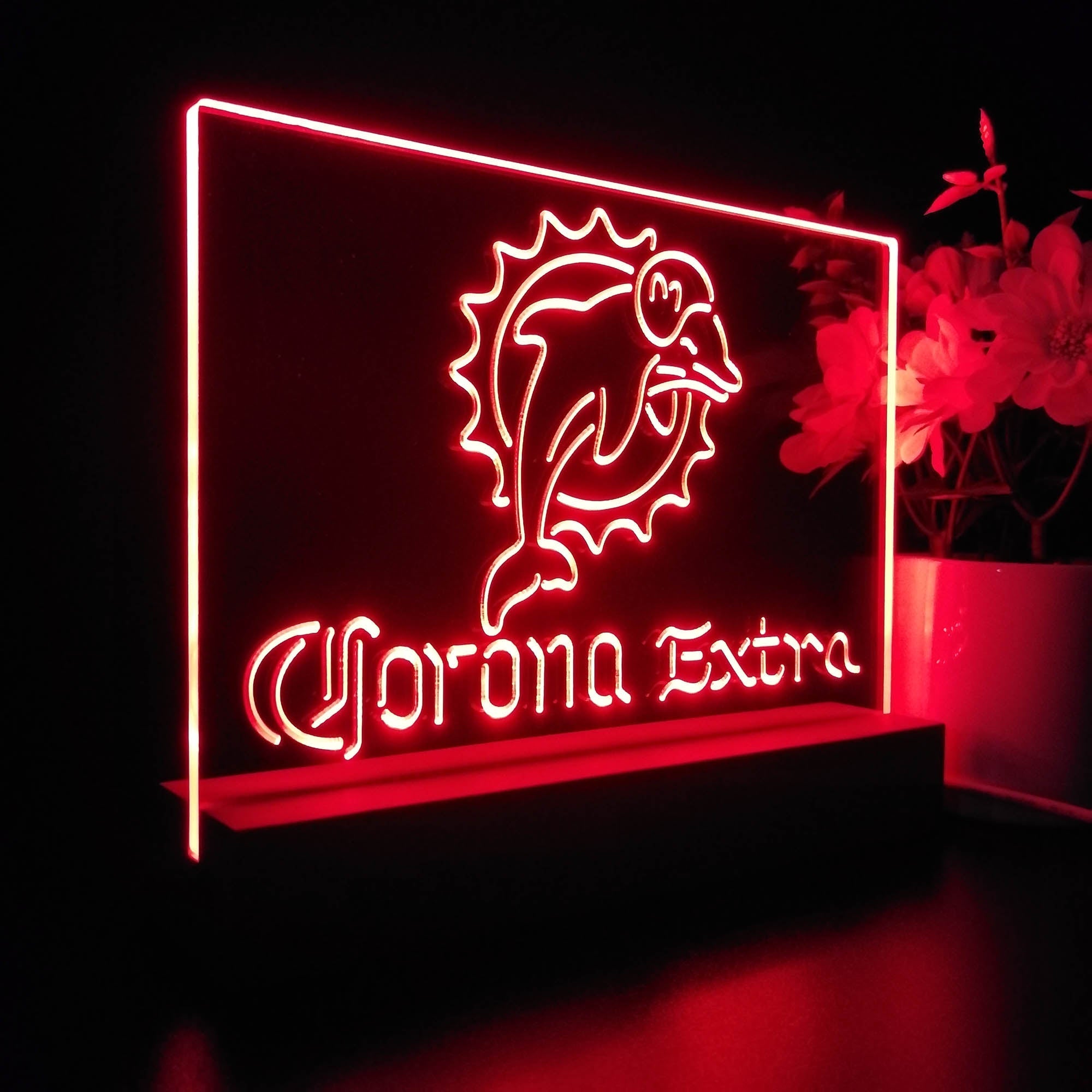 Corona Extra Bar Miami Dolphins Est. 1966 Night Light Pub Bar Lamp