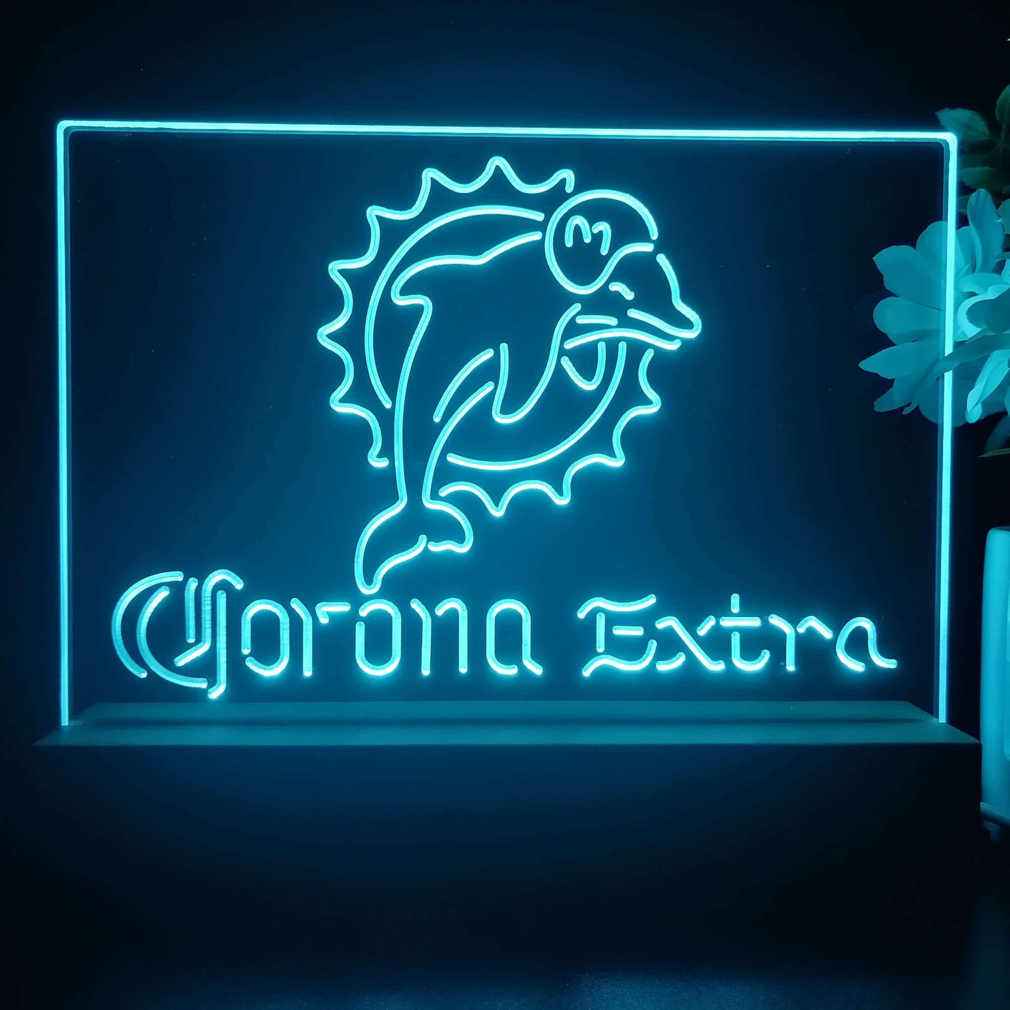 Corona Extra Bar Miami Dolphins Est. 1966 Night Light Pub Bar Lamp