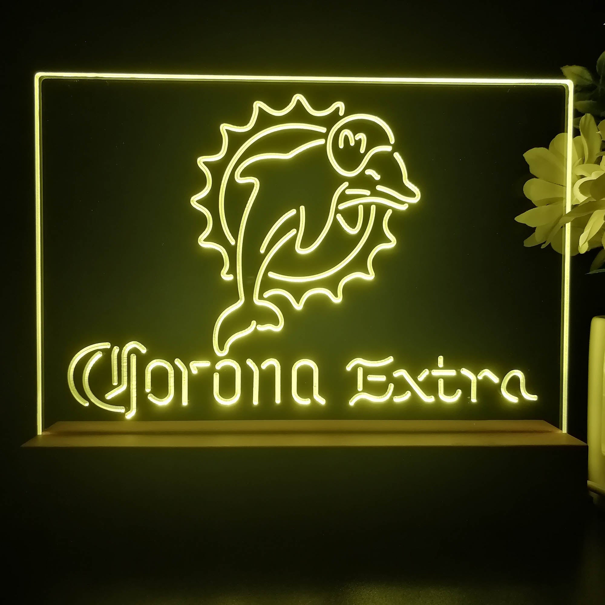 Corona Extra Bar Miami Dolphins Est. 1966 Night Light Pub Bar Lamp