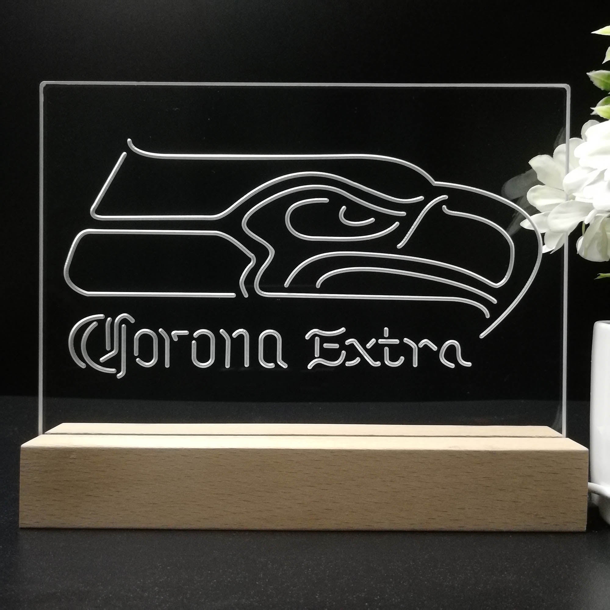 Corona Extra Bar Seattle Seahawks Est. 1976 Night Light Pub Bar Lamp