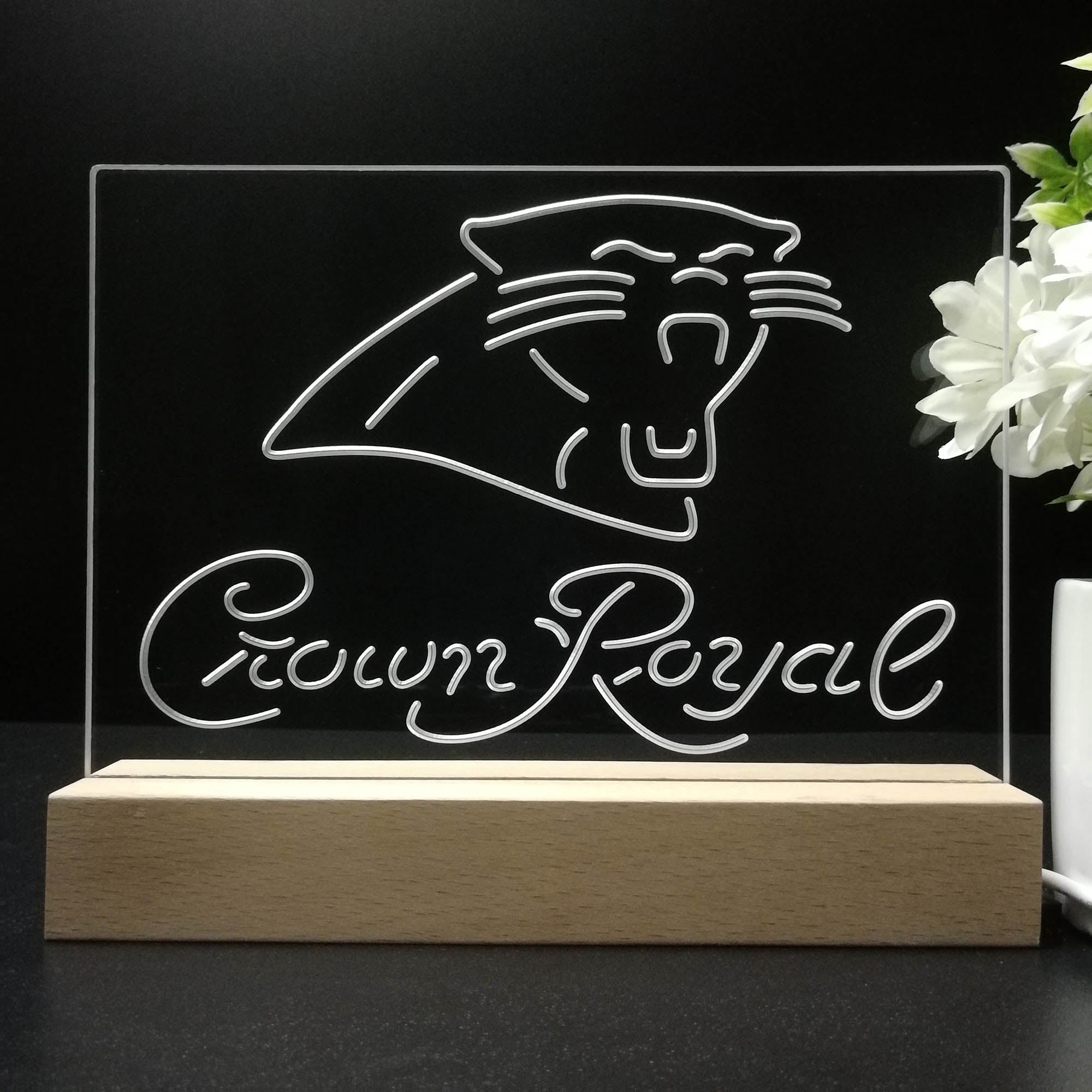 Crown Royal Bar Carolina Panthers Est. 1995 Night Light Pub Bar Lamp