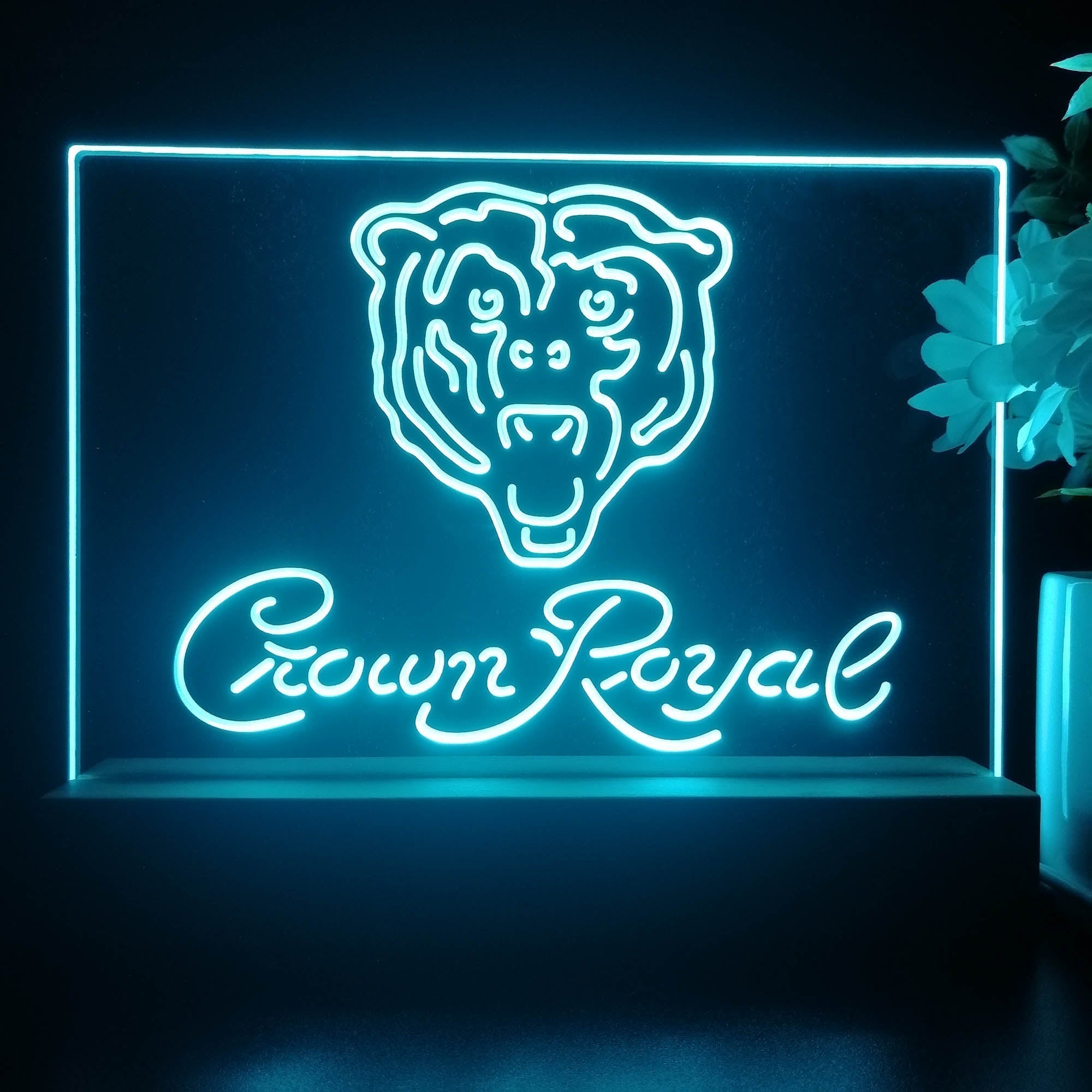 Crown Royal Bar Chicago Bears Est. 1920 Night Light Pub Bar Lamp