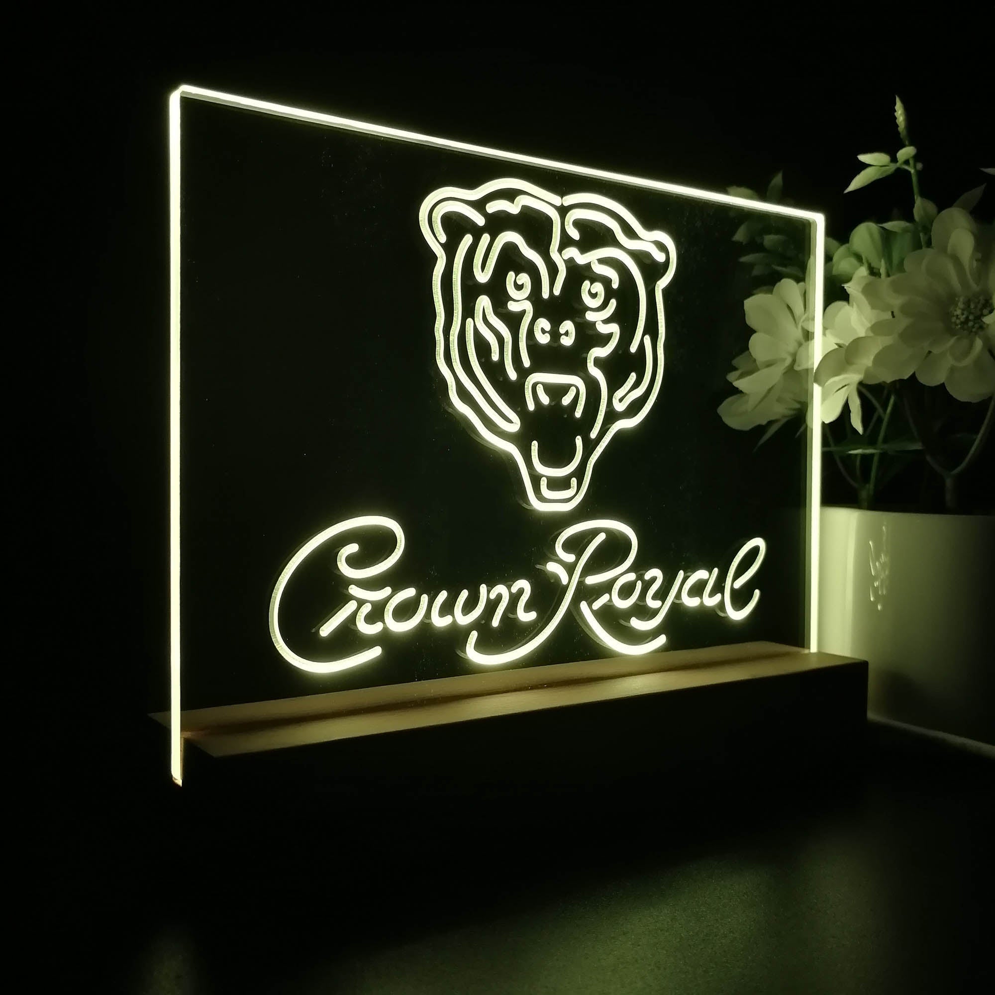 Crown Royal Bar Chicago Bears Est. 1920 Night Light Pub Bar Lamp