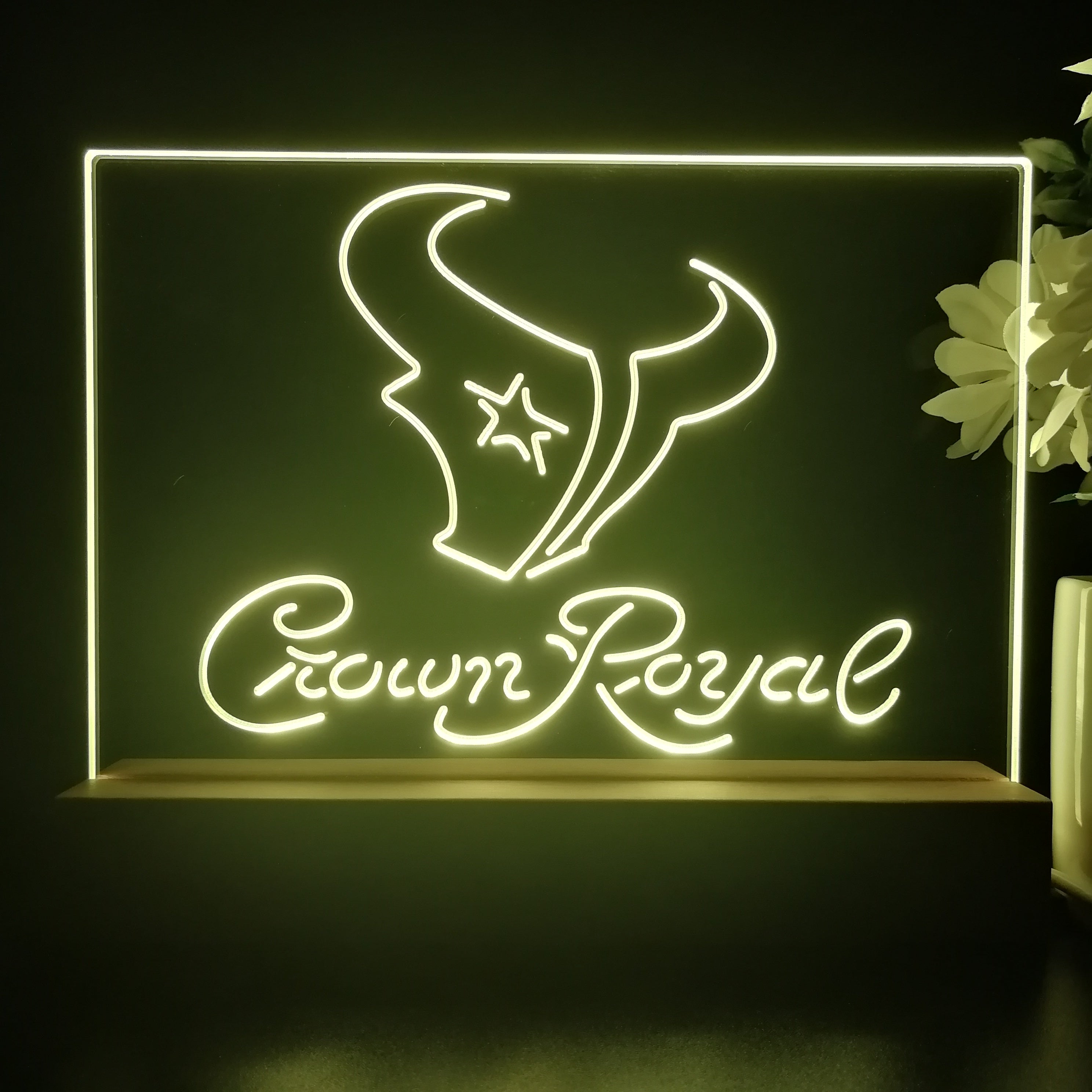 Crown Royal Bar Houston Texans Est. 2002 Night Light Pub Bar Lamp