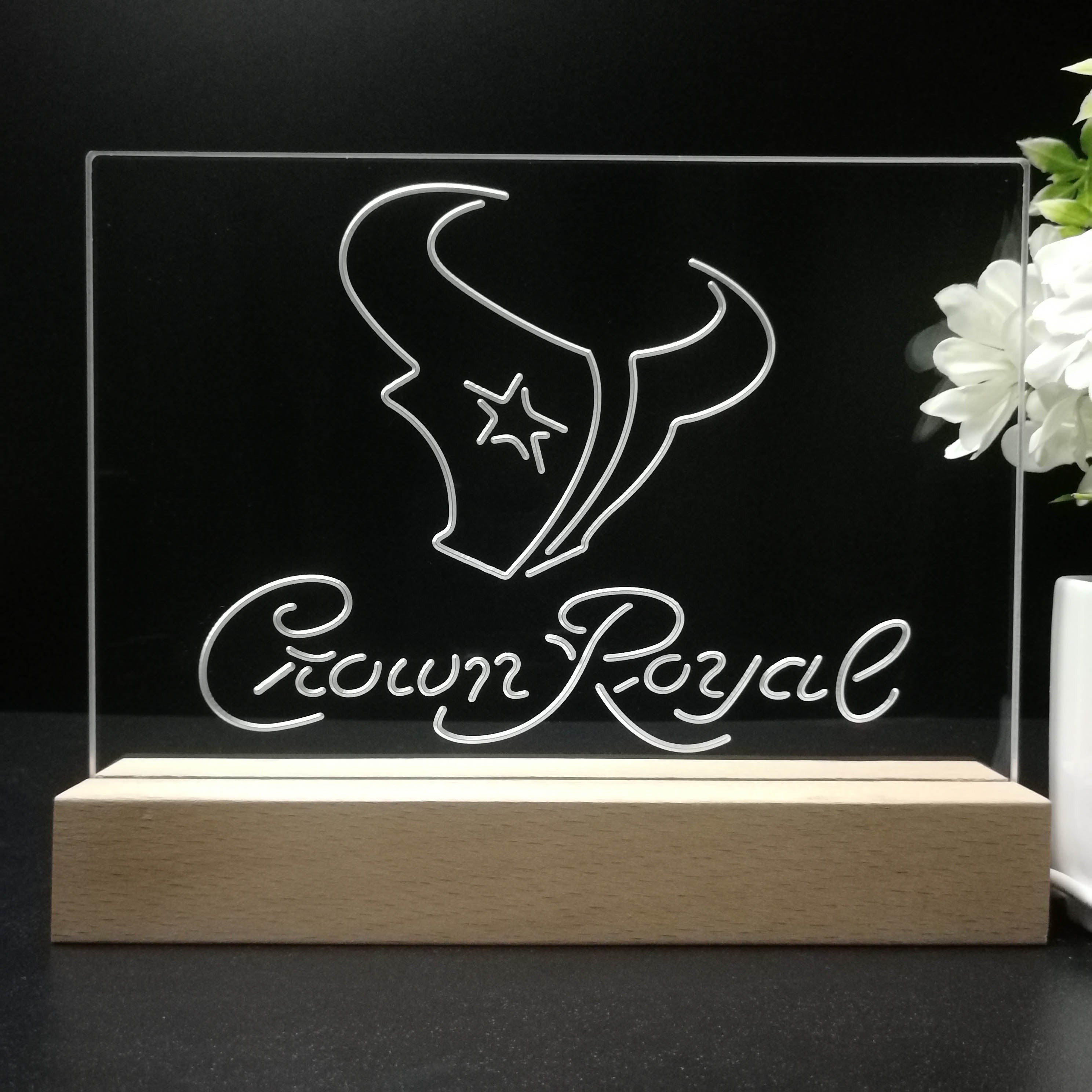 Crown Royal Bar Houston Texans Est. 2002 Night Light Pub Bar Lamp