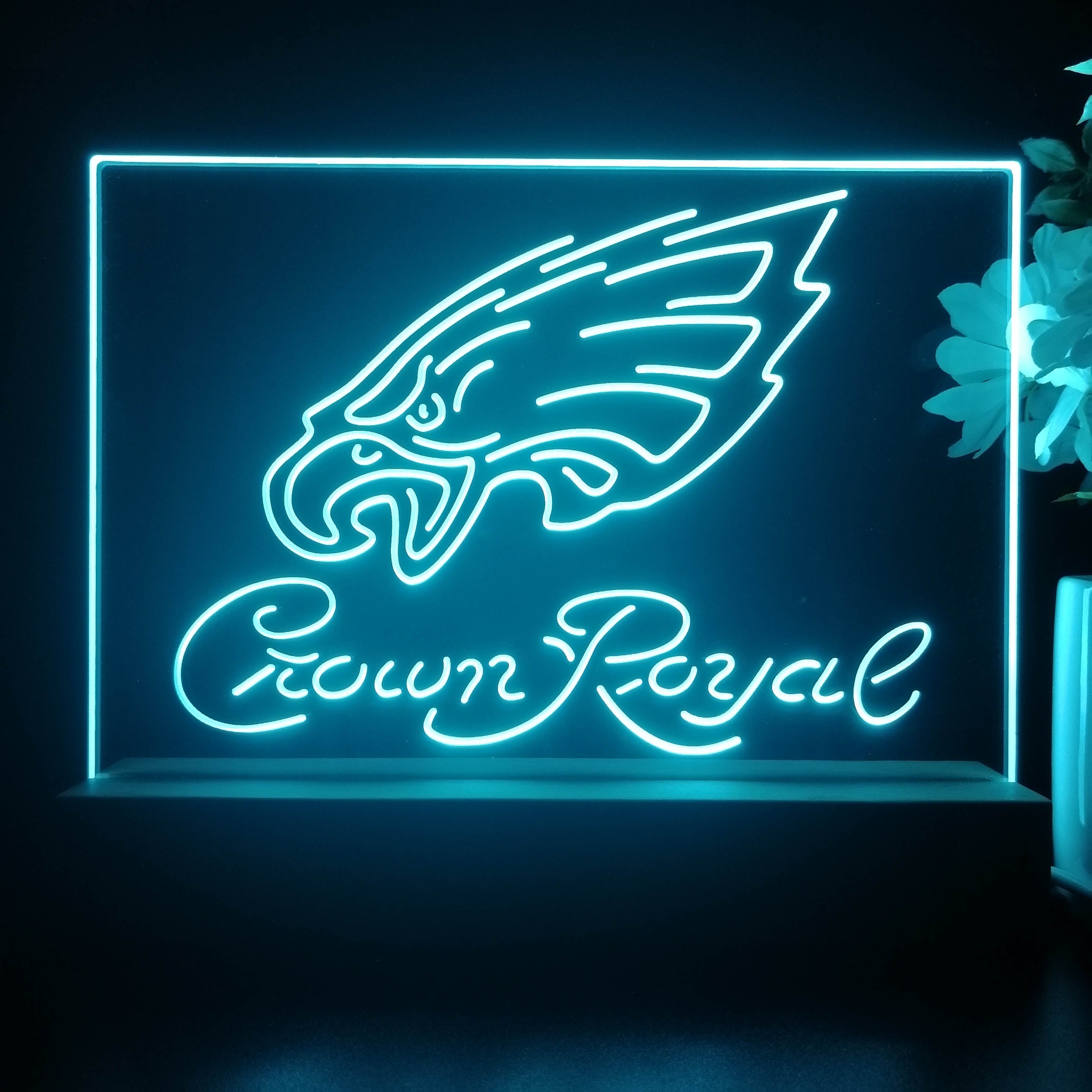 Crown Royal Bar Philadelphia Eagles Est. 1933 Night Light Pub Bar Lamp