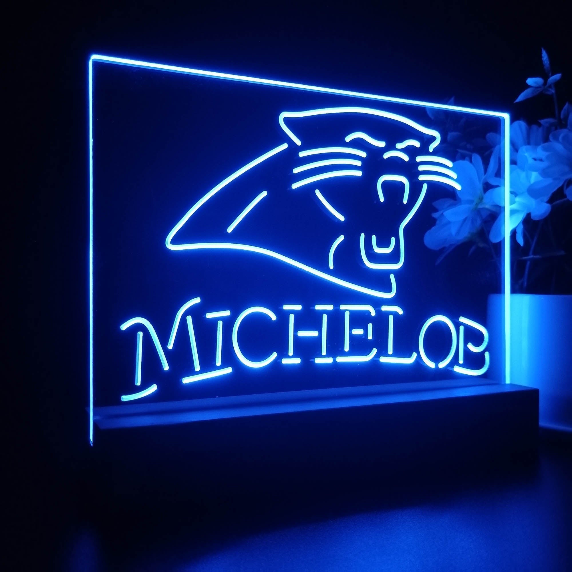 Michelob Bar Carolina Panthers 3D Illusion Night Light Desk Lamp