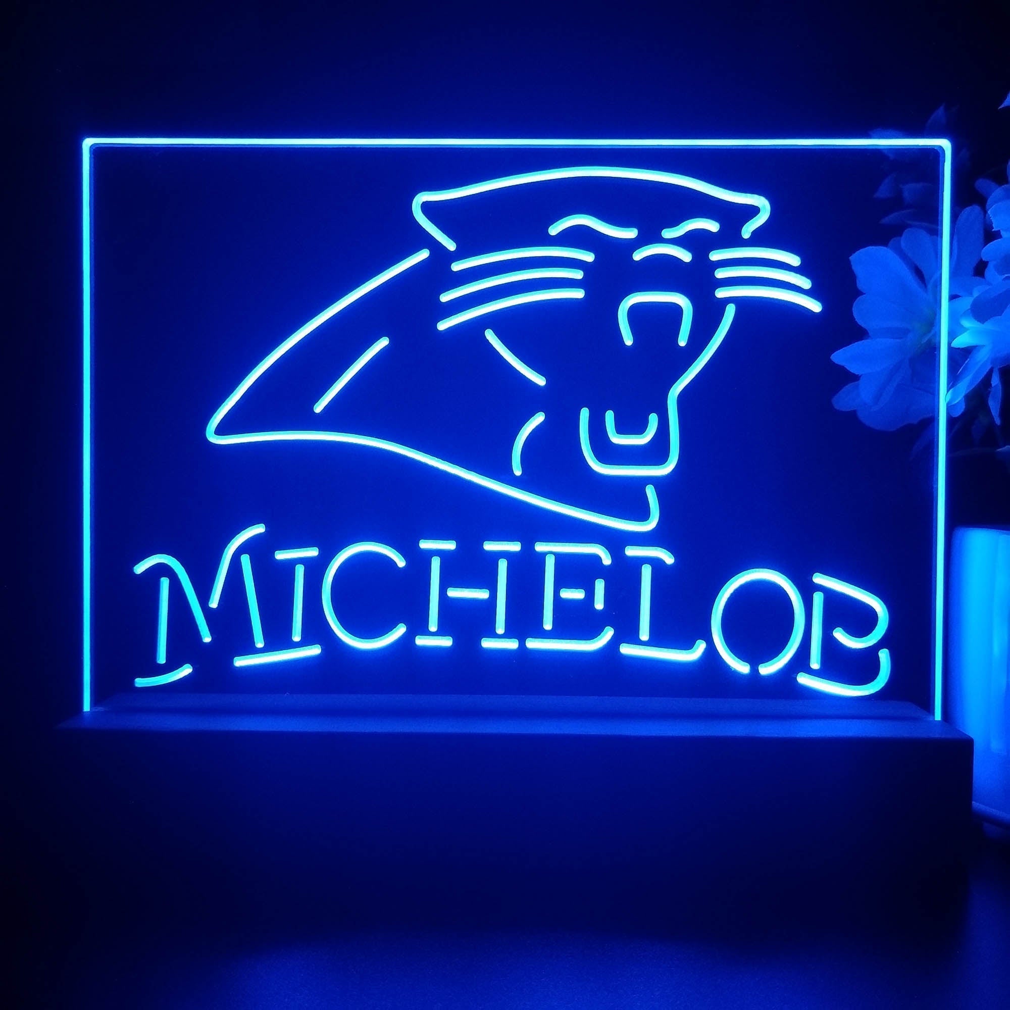 Carolina Panthers Michelob Bar 3D Illusion Night Light Desk Lamp