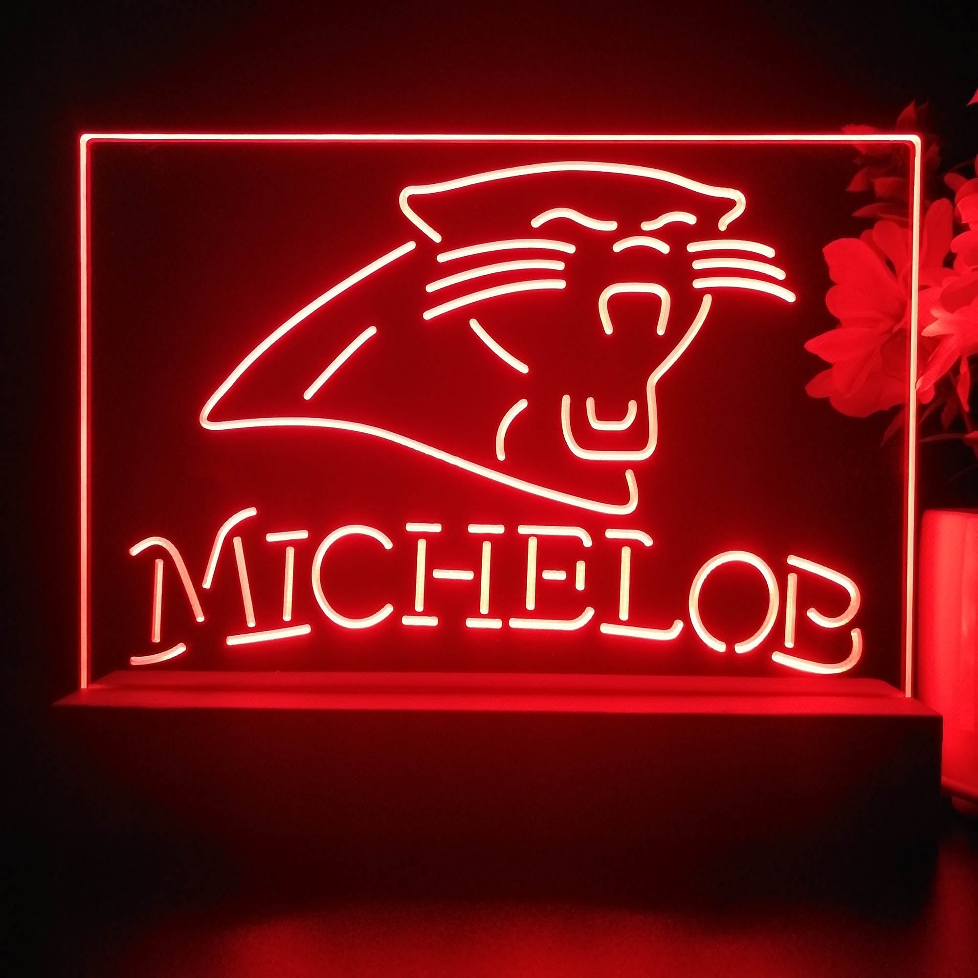 Michelob Bar Carolina Panthers 3D Illusion Night Light Desk Lamp