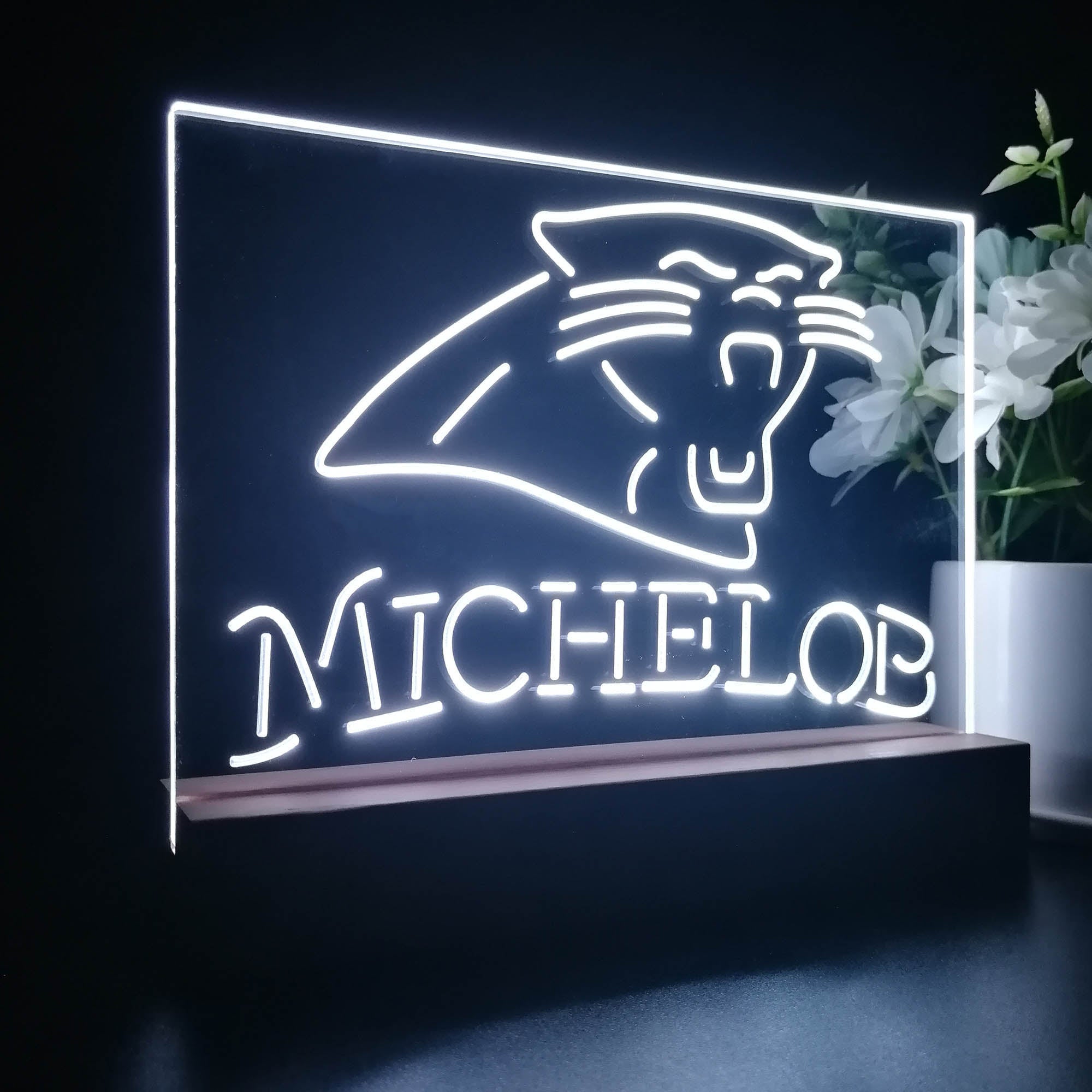 Michelob Bar Carolina Panthers 3D Illusion Night Light Desk Lamp