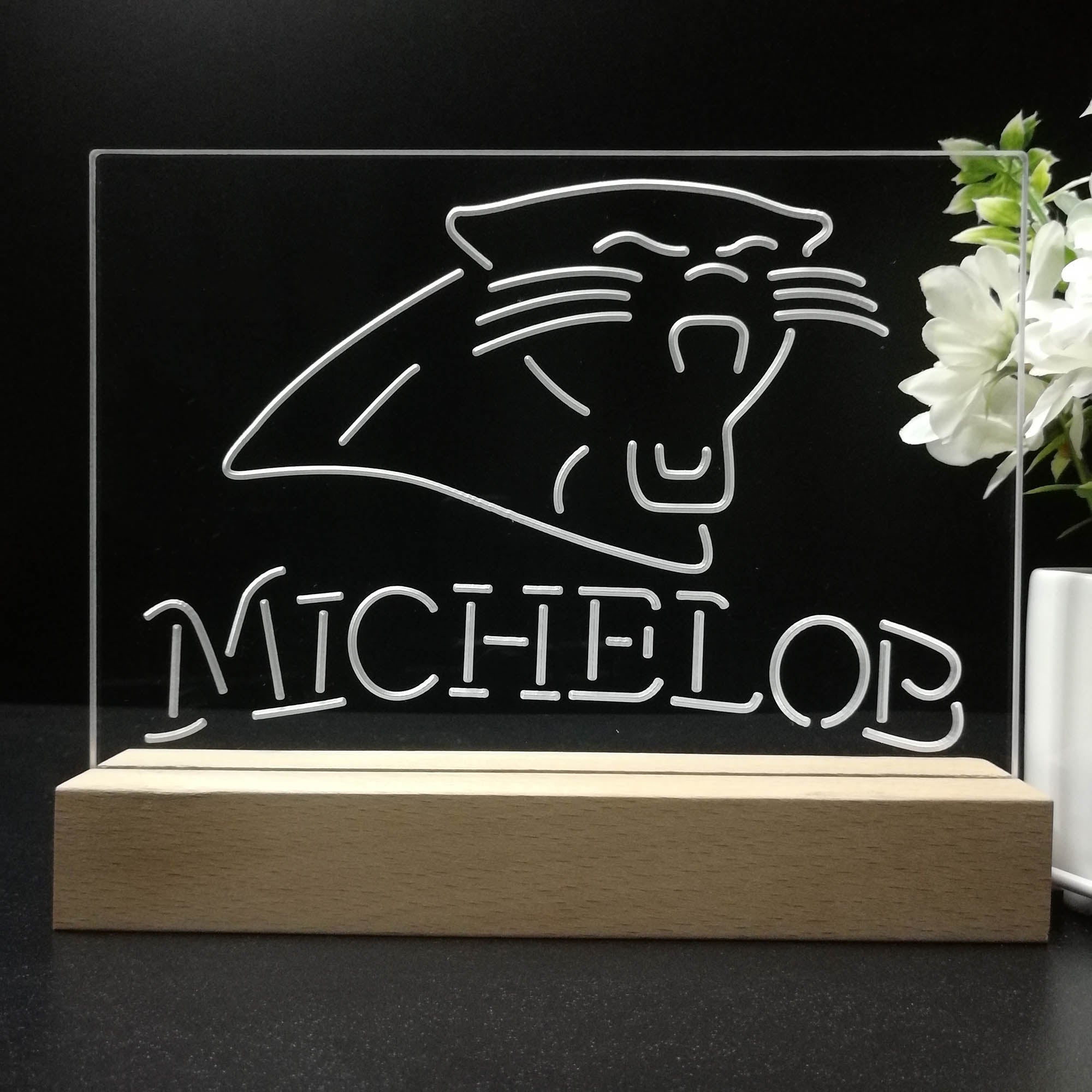 Carolina Panthers Michelob Bar 3D Illusion Night Light Desk Lamp